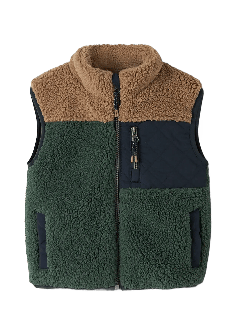 name it - NMMMACEY TEDDY VEST BLOCK - jungle green - 2