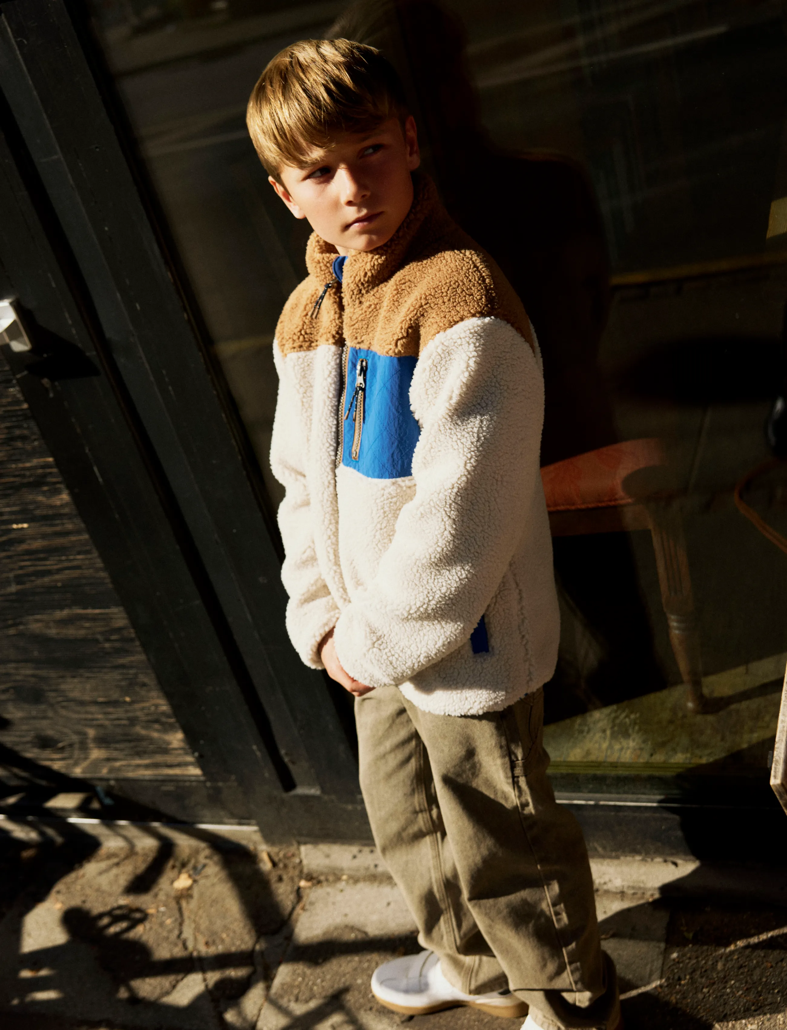 name it - NKMMACEY TEDDY JACKET BLOCK - rainy day - 2