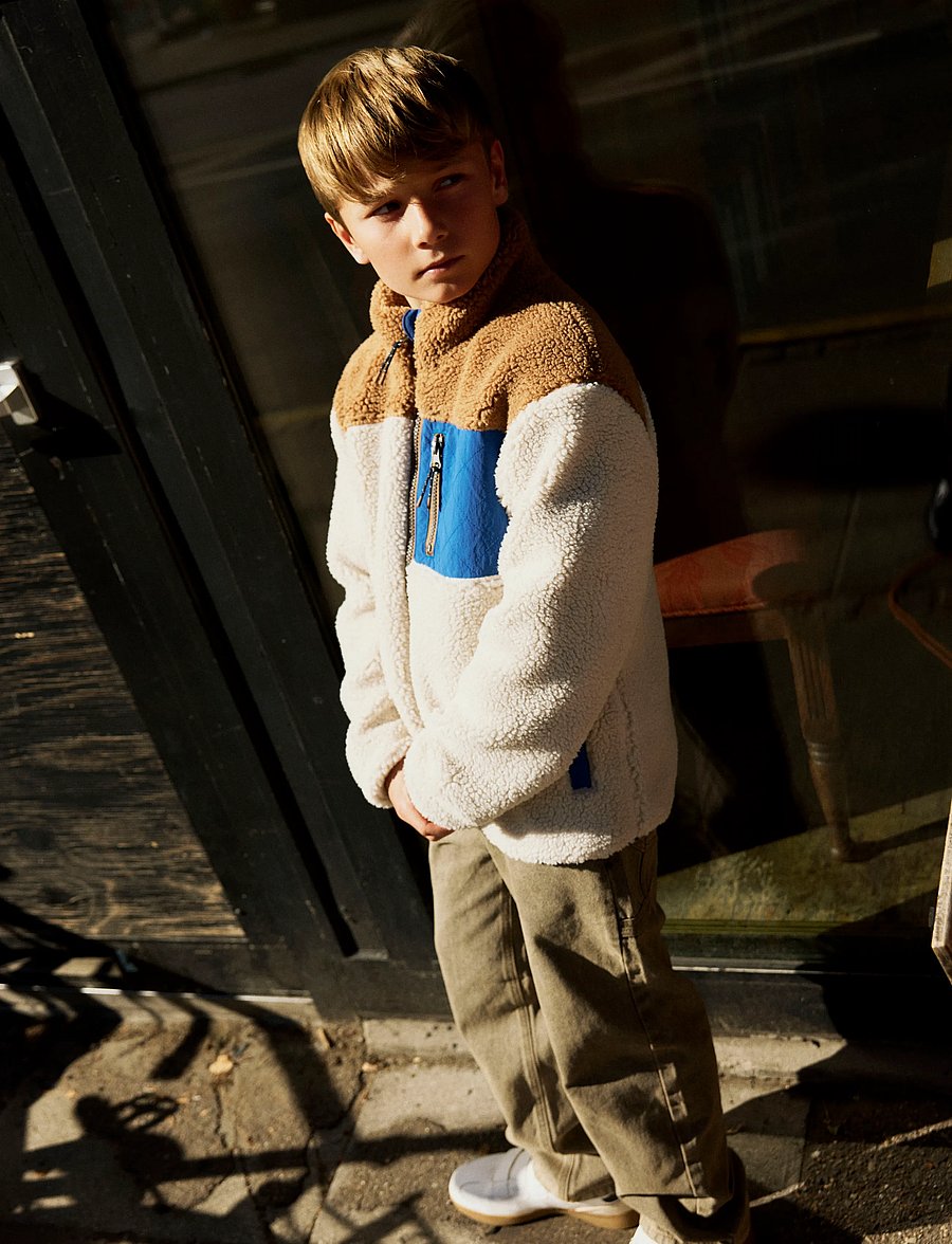 name it - NKMMACEY TEDDY JACKET BLOCK - rainy day - 2