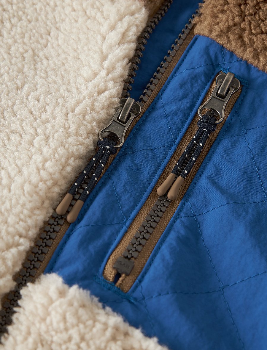 name it - NKMMACEY TEDDY JACKET BLOCK - rainy day - 4