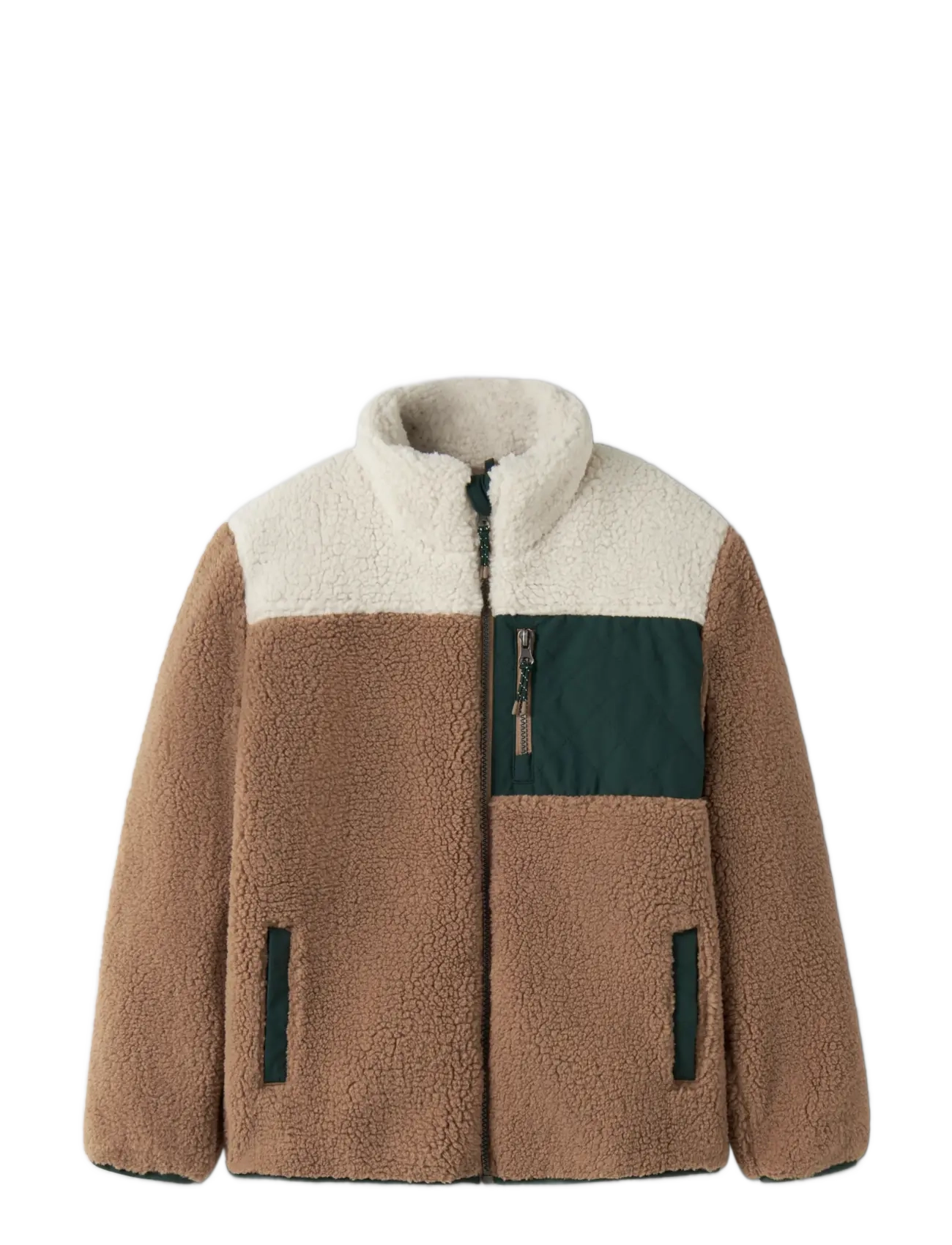 name it - NKMMACEY TEDDY JACKET BLOCK - fleecejakker - toasted coconut - 2