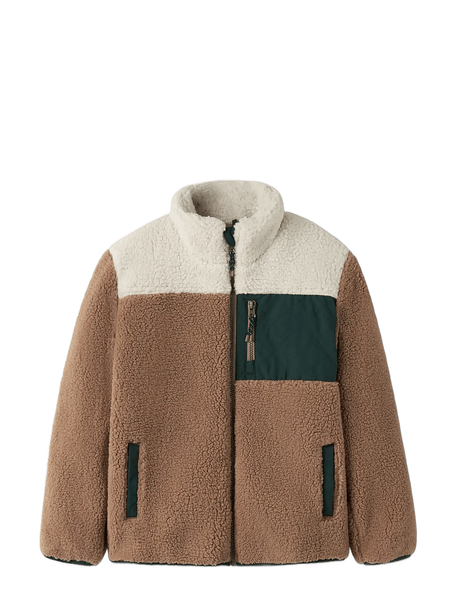 name it - NKMMACEY TEDDY JACKET BLOCK - fleecejakker - toasted coconut - 2