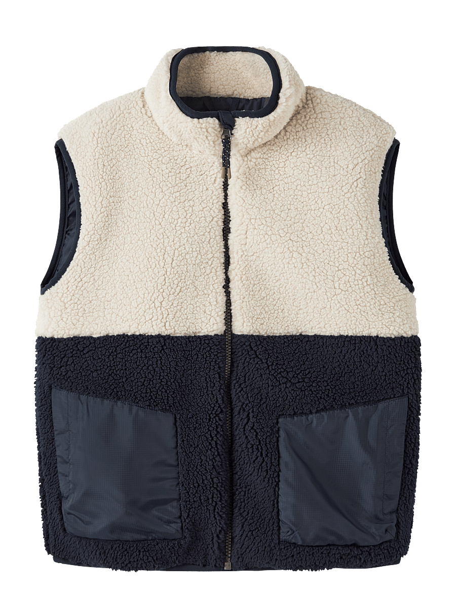 name it - NKMMACEY TEDDY VEST BLOCK - dark sapphire - 0