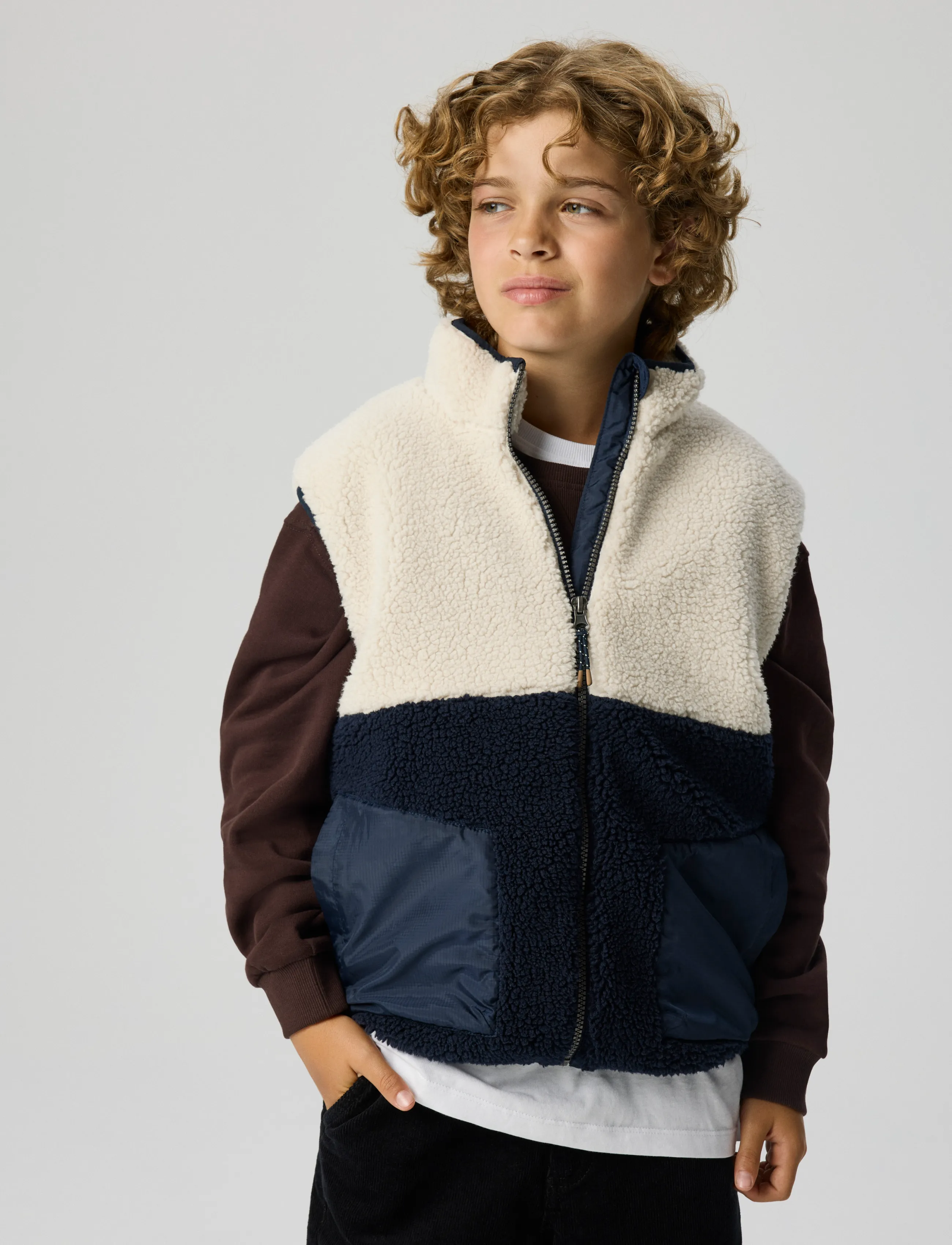 name it - NKMMACEY TEDDY VEST BLOCK - dark sapphire - 4