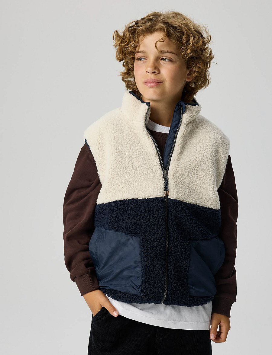 name it - NKMMACEY TEDDY VEST BLOCK - dark sapphire - 4