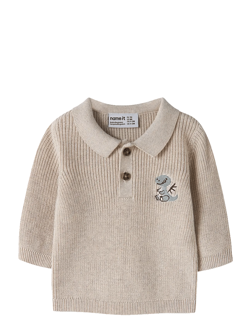 name it - NBMKOLLA LS KNIT POLO - pikkade varrukatega polod - peyote melange - 0