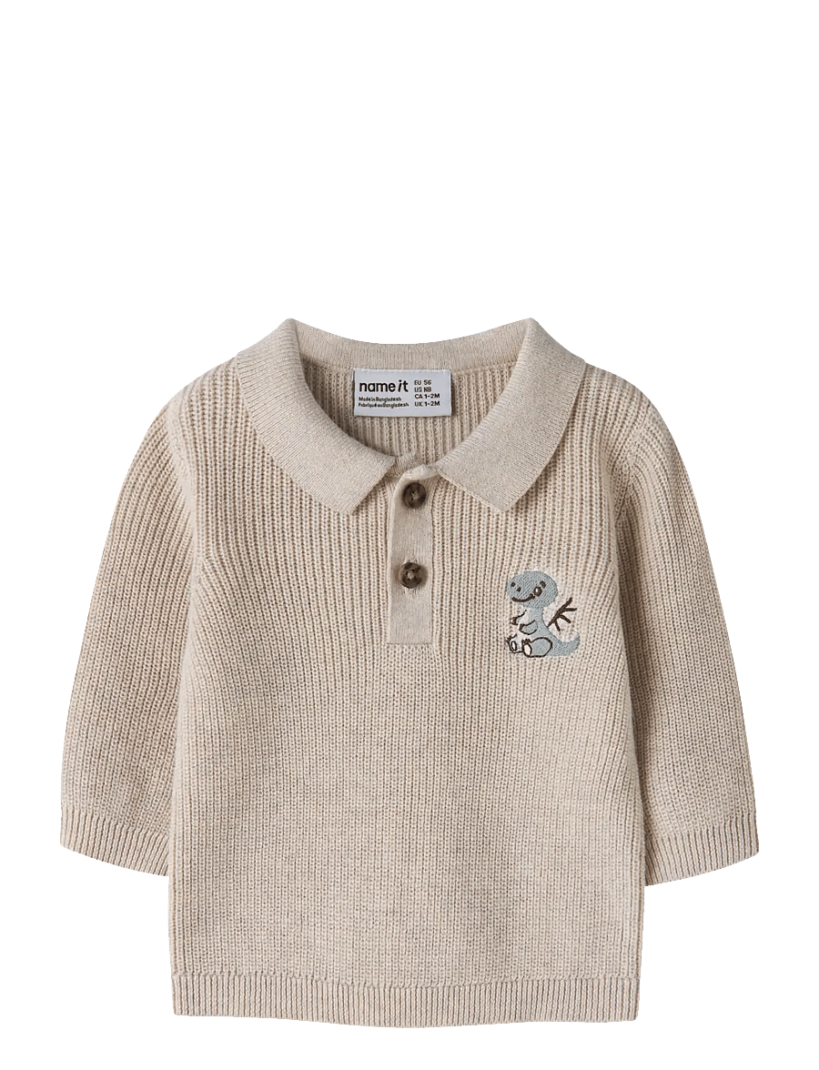 name it - NBMKOLLA LS KNIT POLO - langärmelig poloshirt - peyote melange - 0
