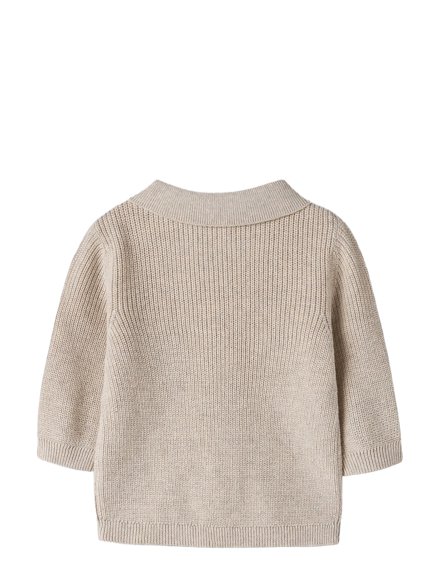 name it - NBMKOLLA LS KNIT POLO - langärmelig poloshirt - peyote melange - 1