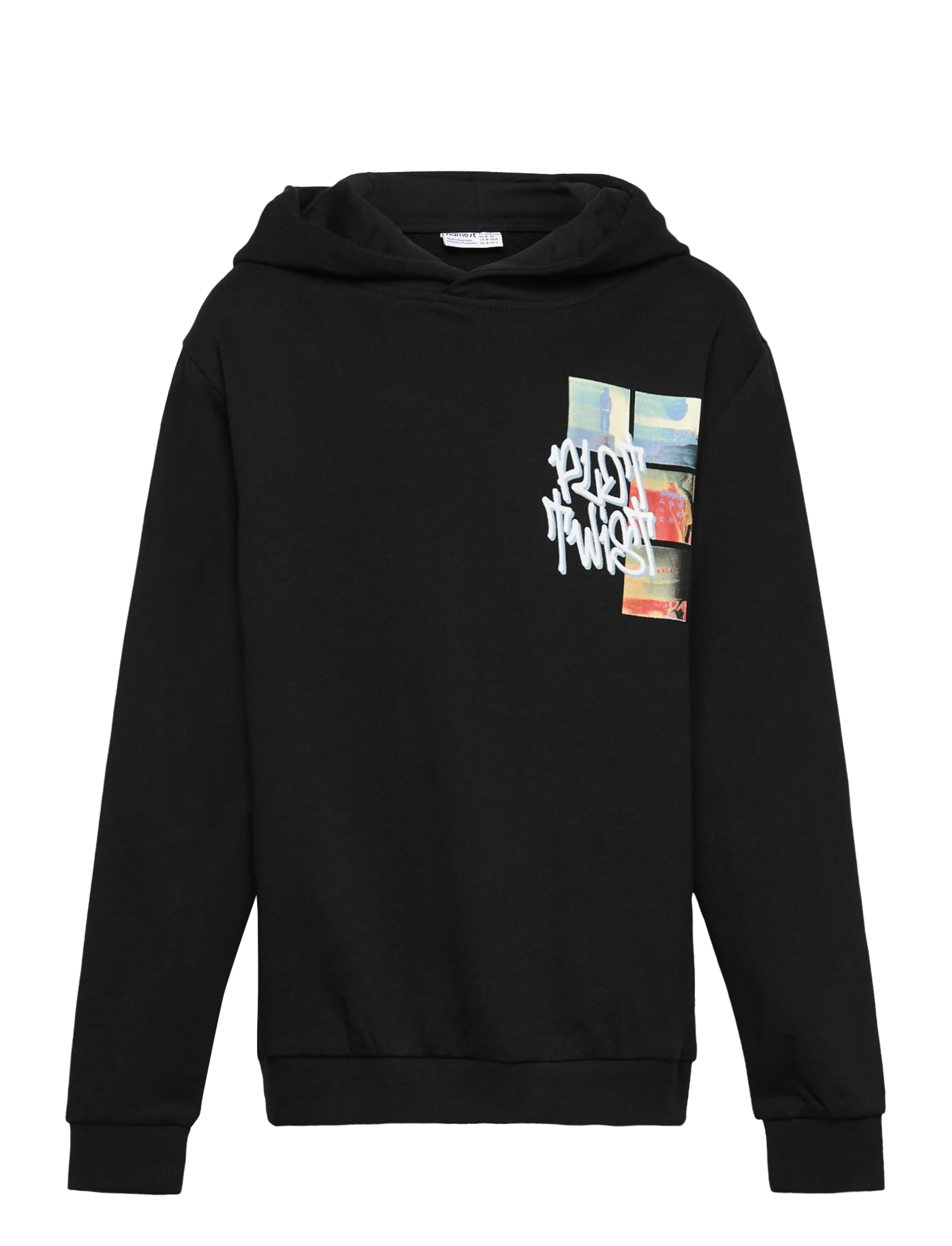 name it Nkmkarlos Ls Nreg Sweat Wh Unb, 122-128, Sweatshirts & Hoodies, Schwarz - Kinder