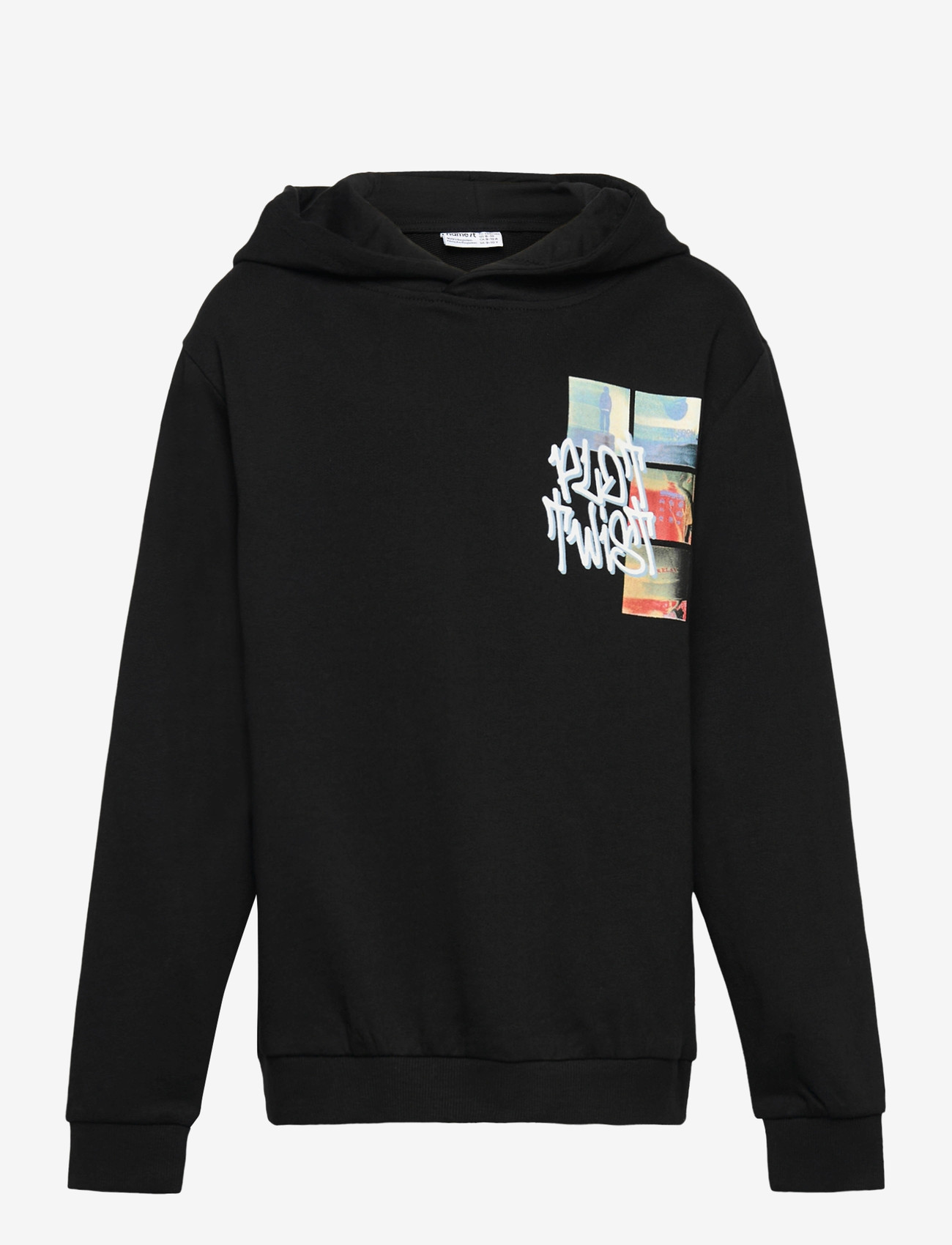 name it - NKMKARLOS LS NREG SWEAT WH UNB - hættetrøjer - black - 0