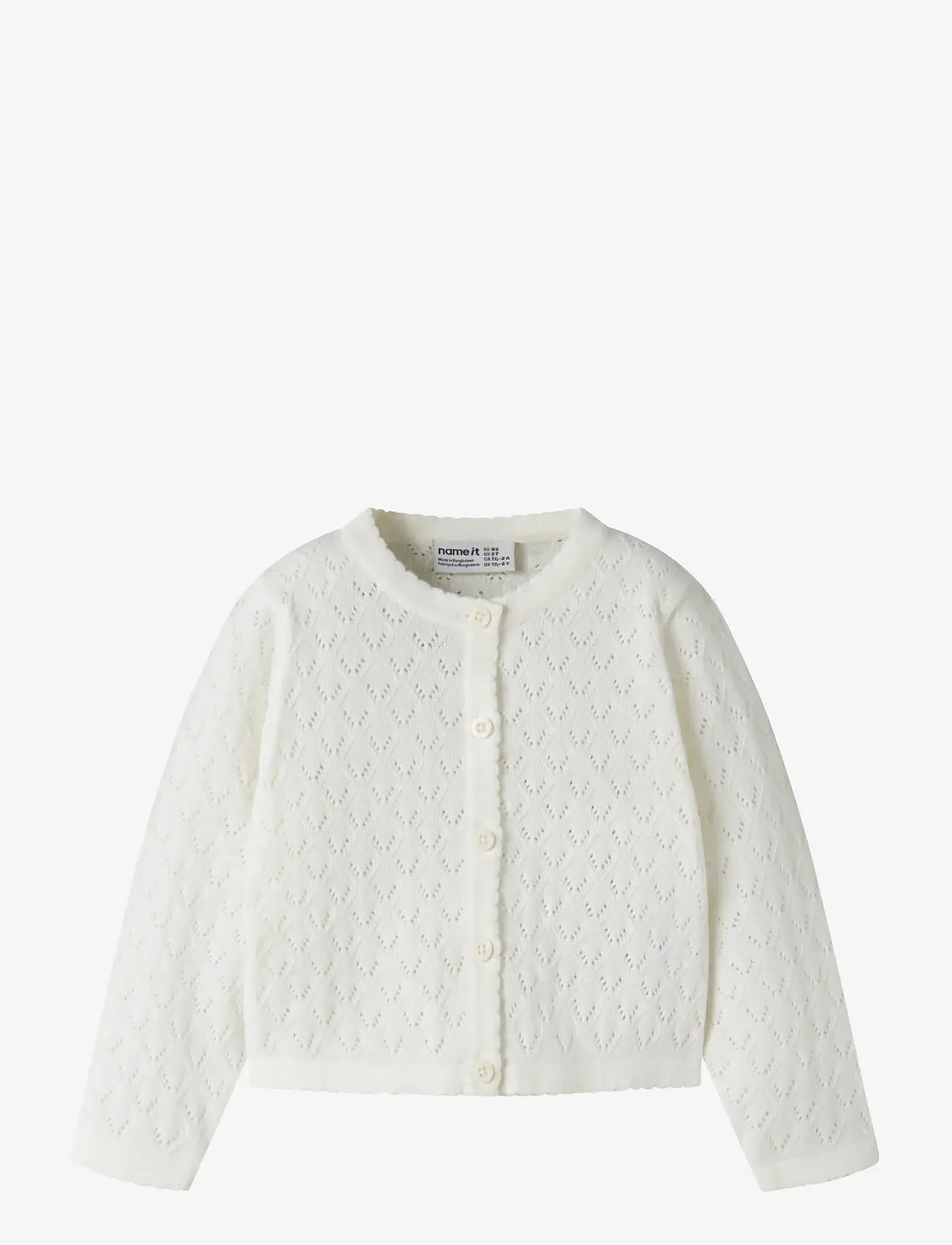 name it - NMFDESINA LS SHORT KNIT CARD - koftor - cloud dancer - 0