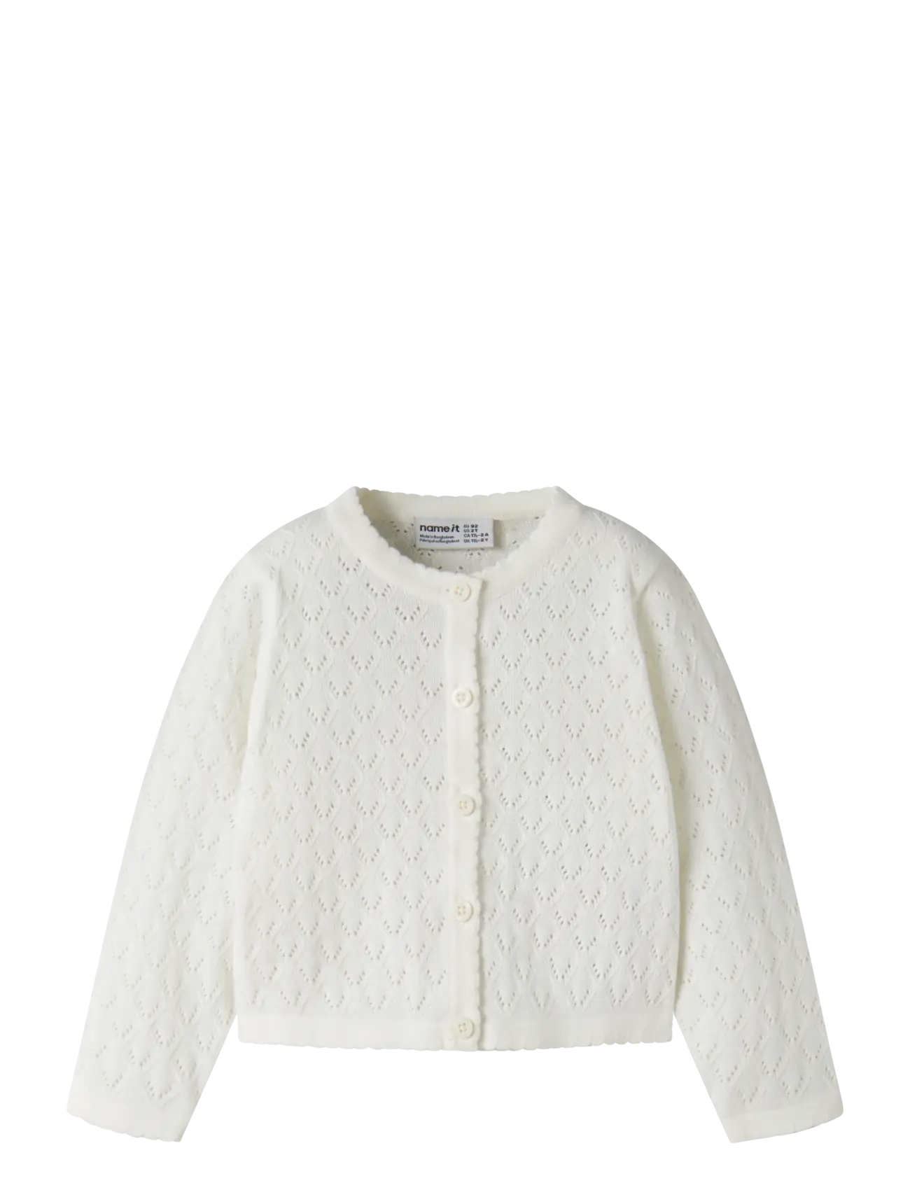 name it NMFDESINA LS SHORT KNIT CARD - Strik - CLOUD DANCER / white