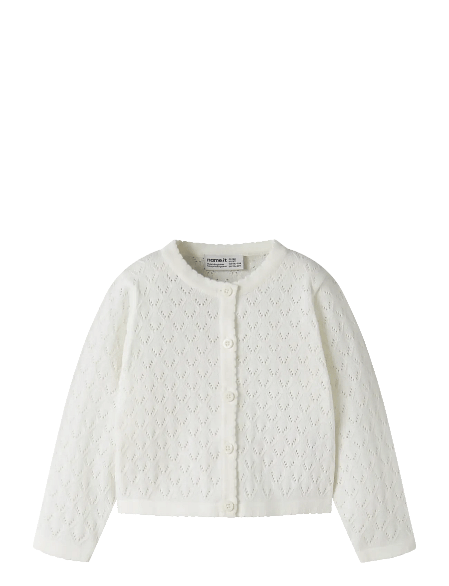 name it - NMFDESINA LS SHORT KNIT CARD - cardigans - cloud dancer - 0