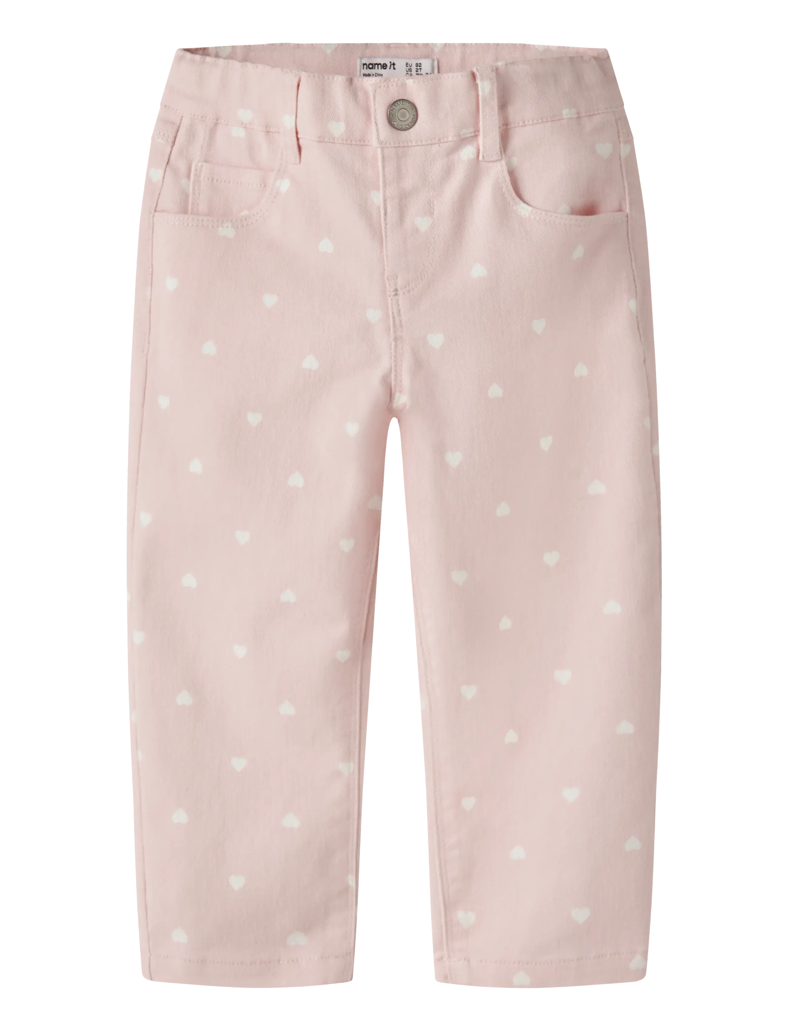 name it Nmfbella Mom Twill Aop Pant 3217-Yf, Børn, Mom Fit Bukser, Pink, Str: 122
