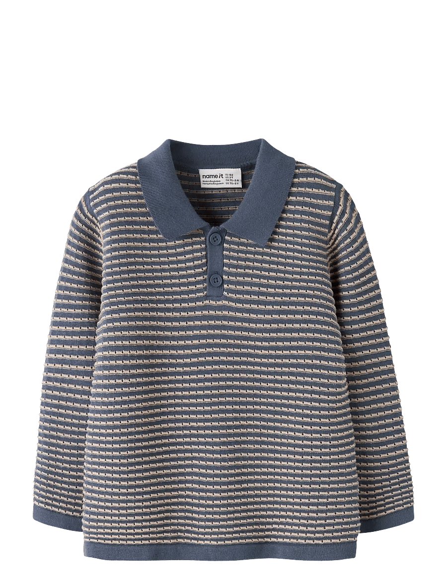 name it - NMMKETAN LS KNIT POLO - langærmede poloer - vintage indigo - 0