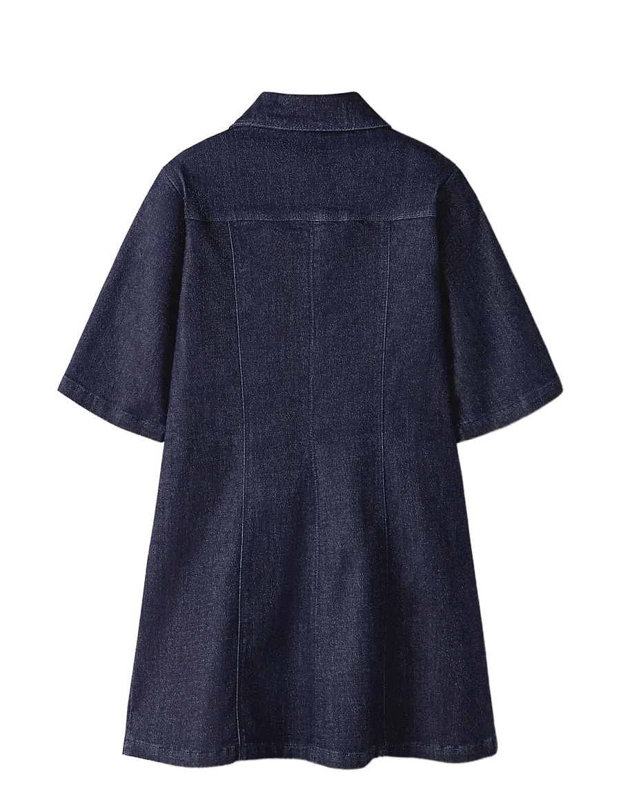 name it - NKFEMBER 2/4 DNM GLITTER DRESS 1208-LU - kortærmede hverdagskjoler - dark blue denim - 1