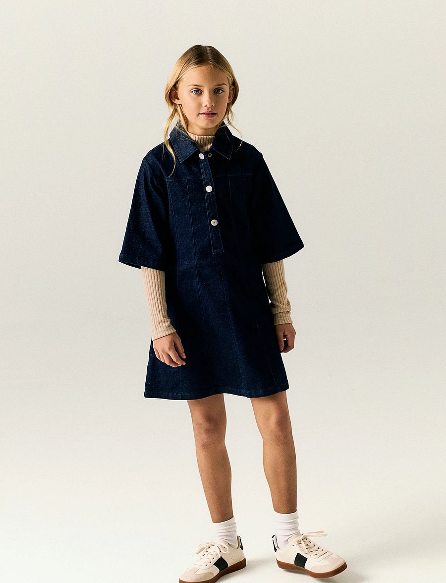 name it - NKFEMBER 2/4 DNM GLITTER DRESS 1208-LU - kortærmede hverdagskjoler - dark blue denim - 2