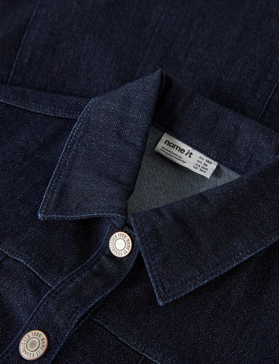 name it - NKFEMBER 2/4 DNM GLITTER DRESS 1208-LU - kortærmede hverdagskjoler - dark blue denim - 4