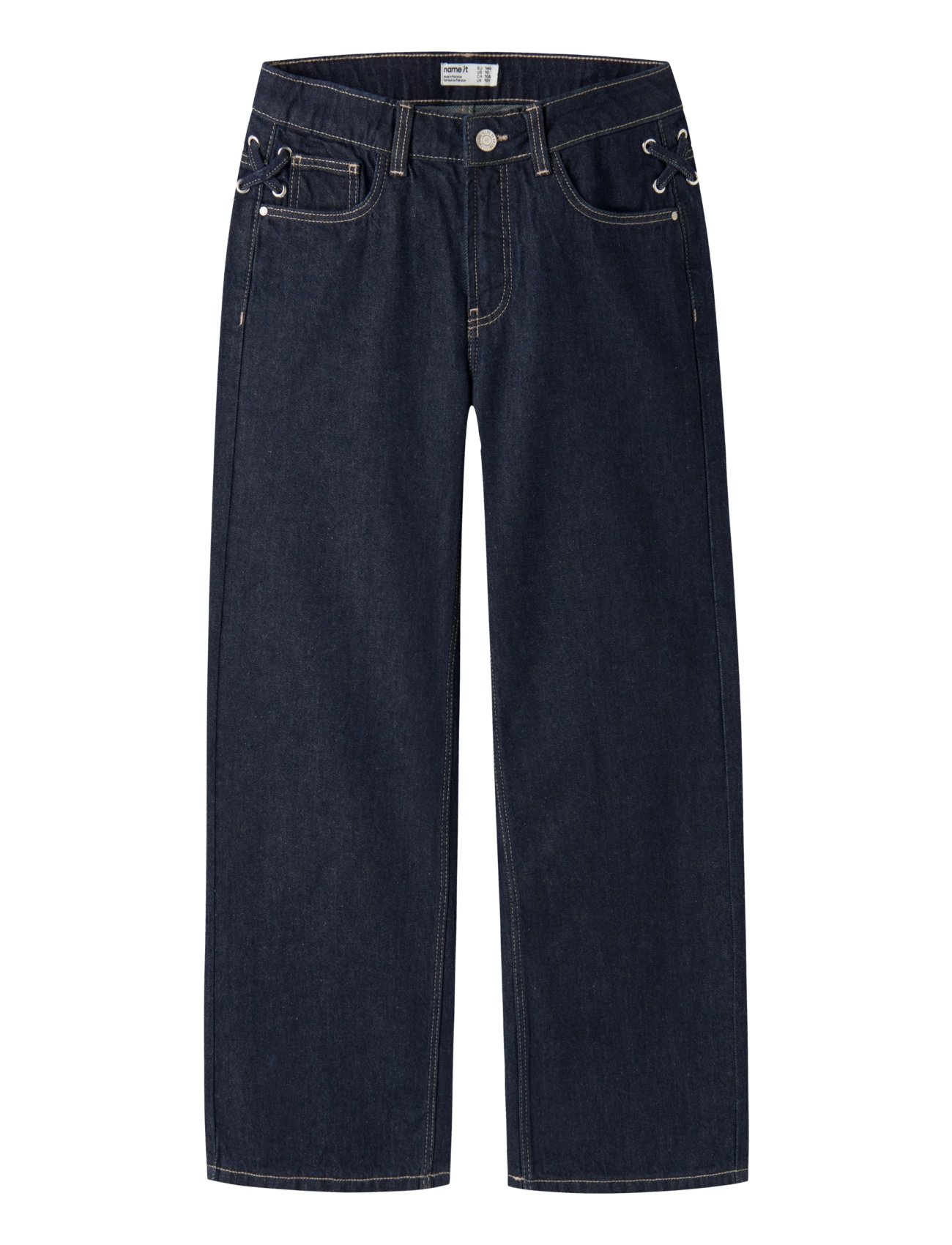 name it NKFROSE WIDE LACE JEANS 4608-MJ - Hosen mit weitem Bein - DARK BLUE DENIM / navy