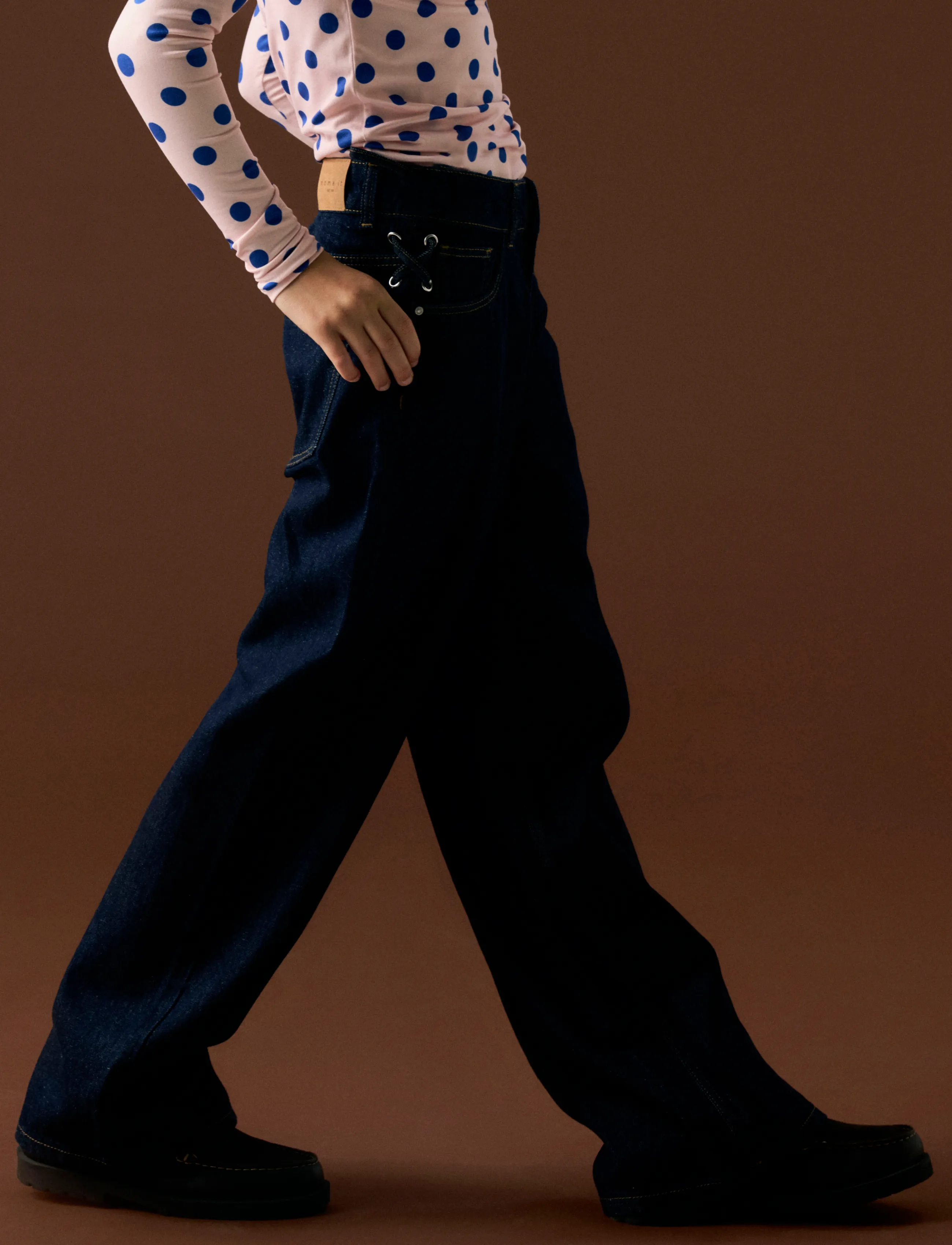 name it - NKFROSE WIDE LACE JEANS 4608-MJ - hosen mit weitem bein - dark blue denim - 2