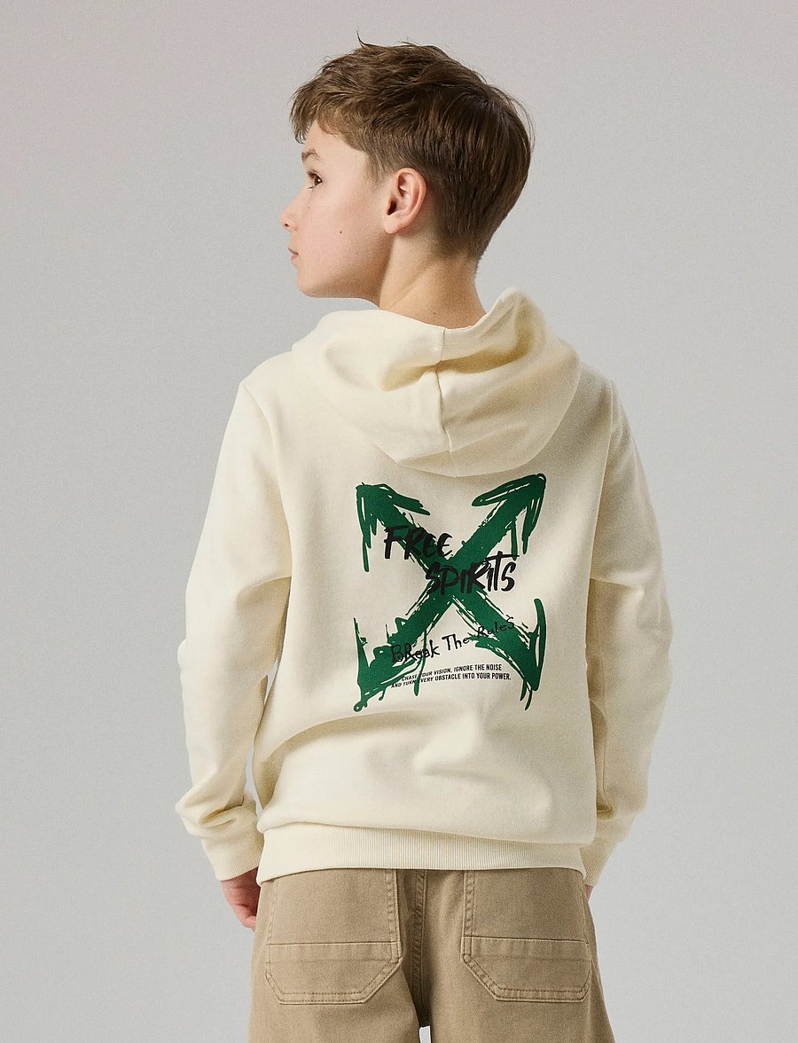name it - NKMKEMUEL LS SWE WH BRU BOX PS NOOS - kapuzenpullover - antique white - 0