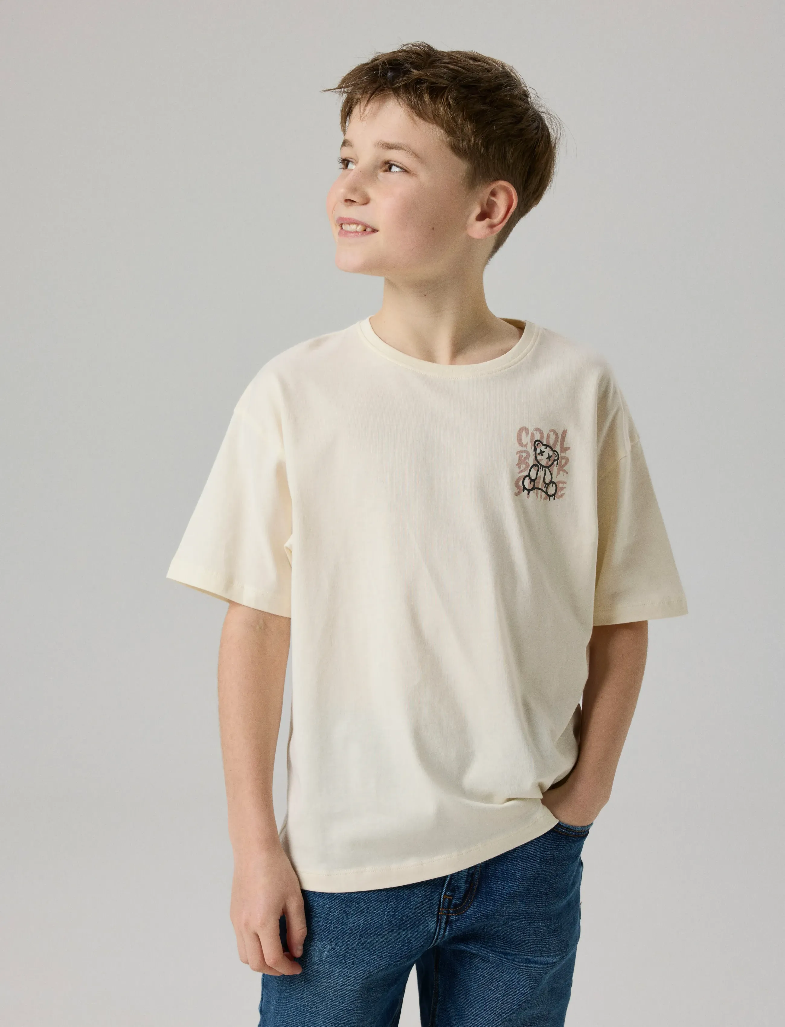 name it - NKMKEMUEL SS RLX TOP BOX PS NOOS - short-sleeved t-shirts - antique white - 3