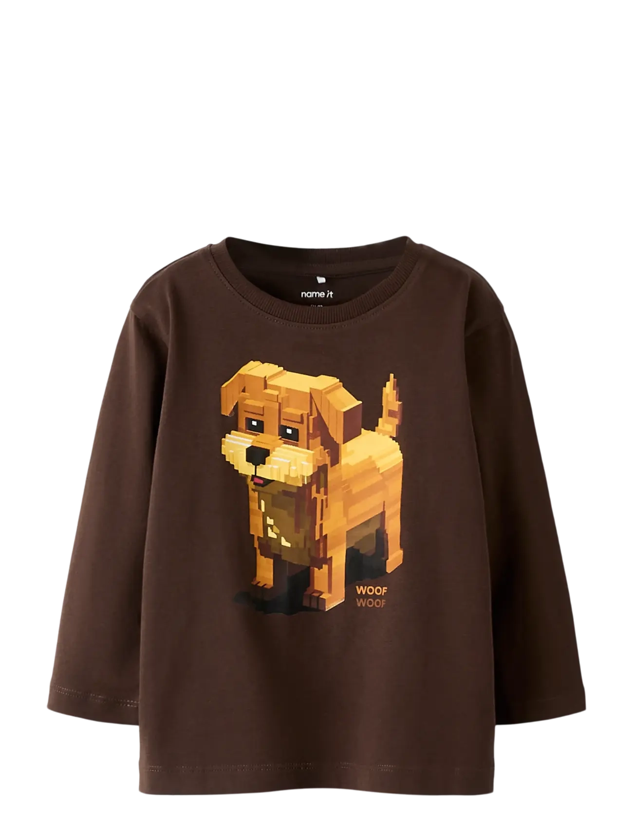 name it Nmmsalan Ls Nreg Top, Børn, Pixel Løve Print Langærmet Top, Brun, Str: 104