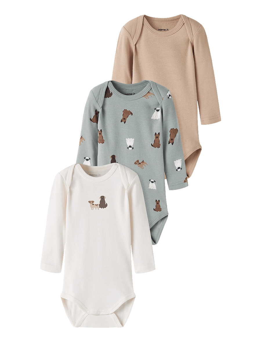 name it - NBMBODY 3P LS DOG NOOS - multipack bodys - green milieu - 0