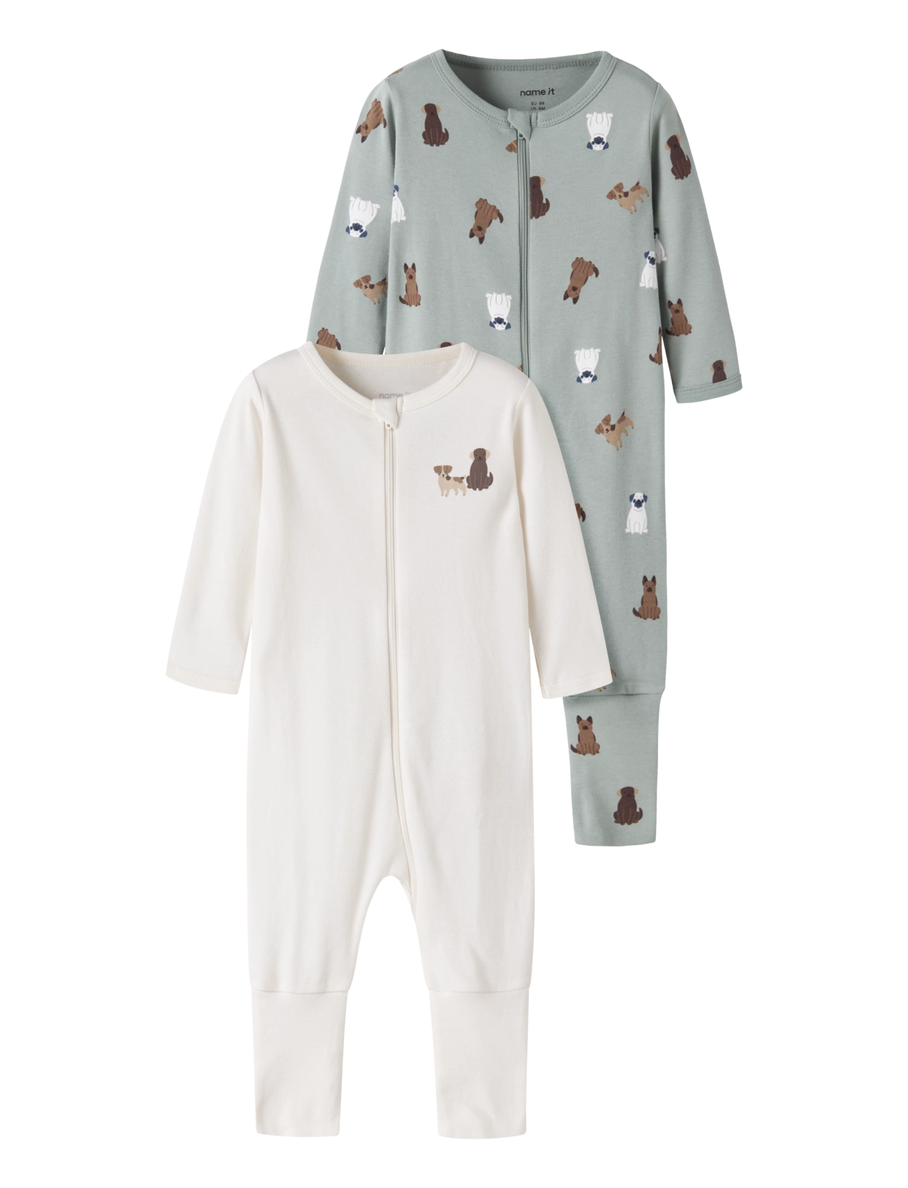 NAME IT Nbmnightsuit 2P Zip Ff Dog Noos Grün - 74 - Kinder