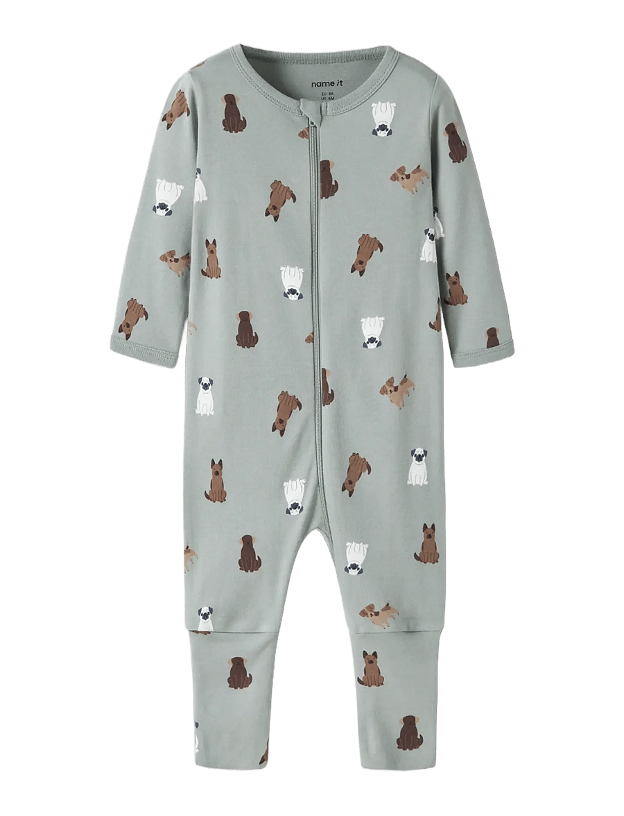 name it - NBMNIGHTSUIT 2P ZIP FF DOG NOOS - green milieu - 2