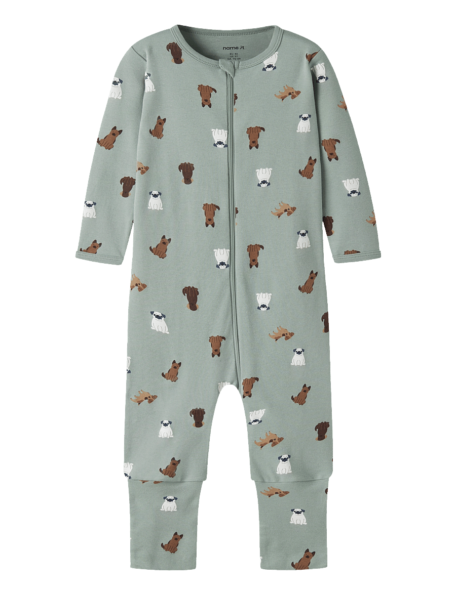 name it - NBMNIGHTSUIT ZIP FF DOG NOOS - green milieu - 0
