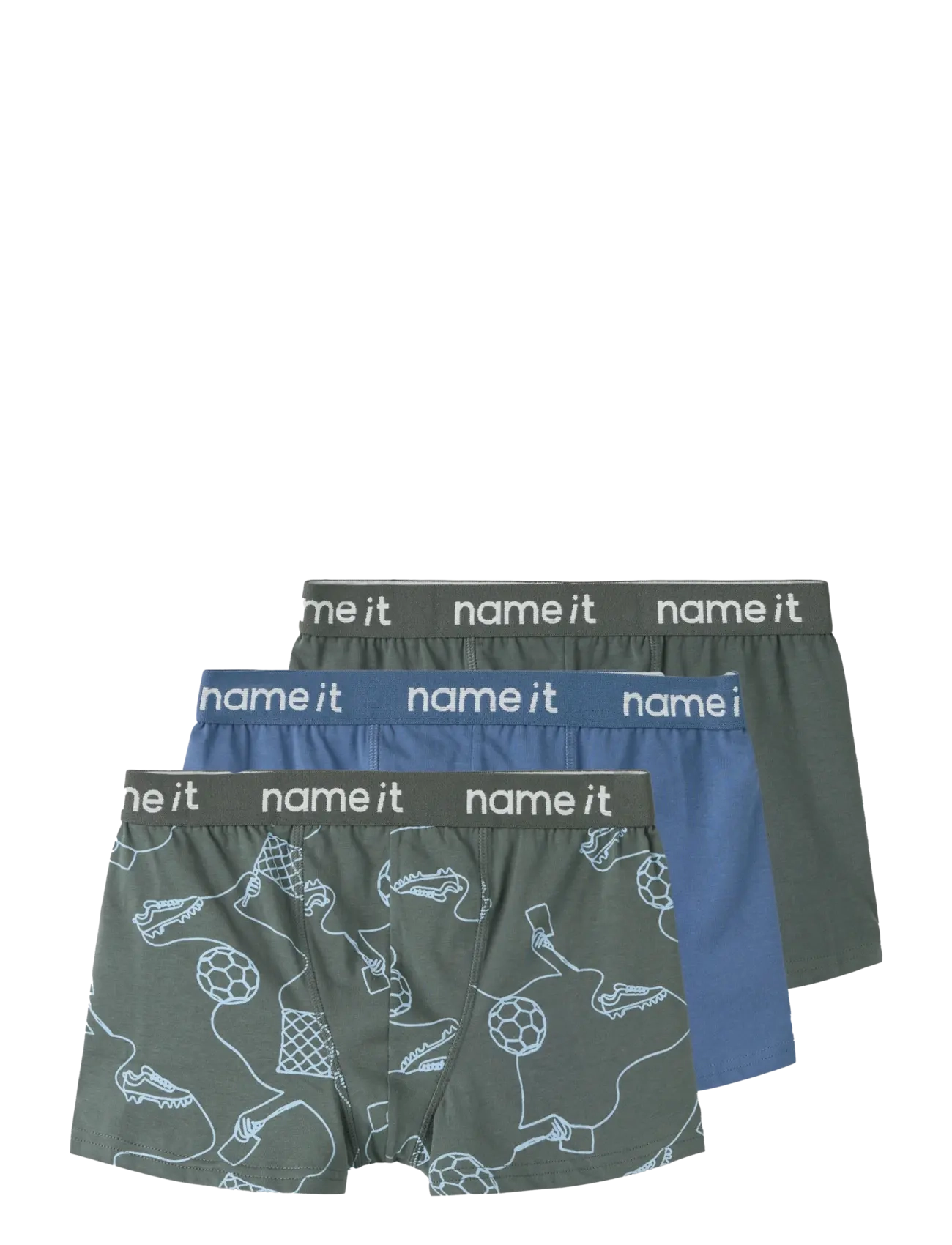 name it Nkmboxer 3P Kick Off Noos, 116, Khaki green, Undertøj > Underbukser, Børn
