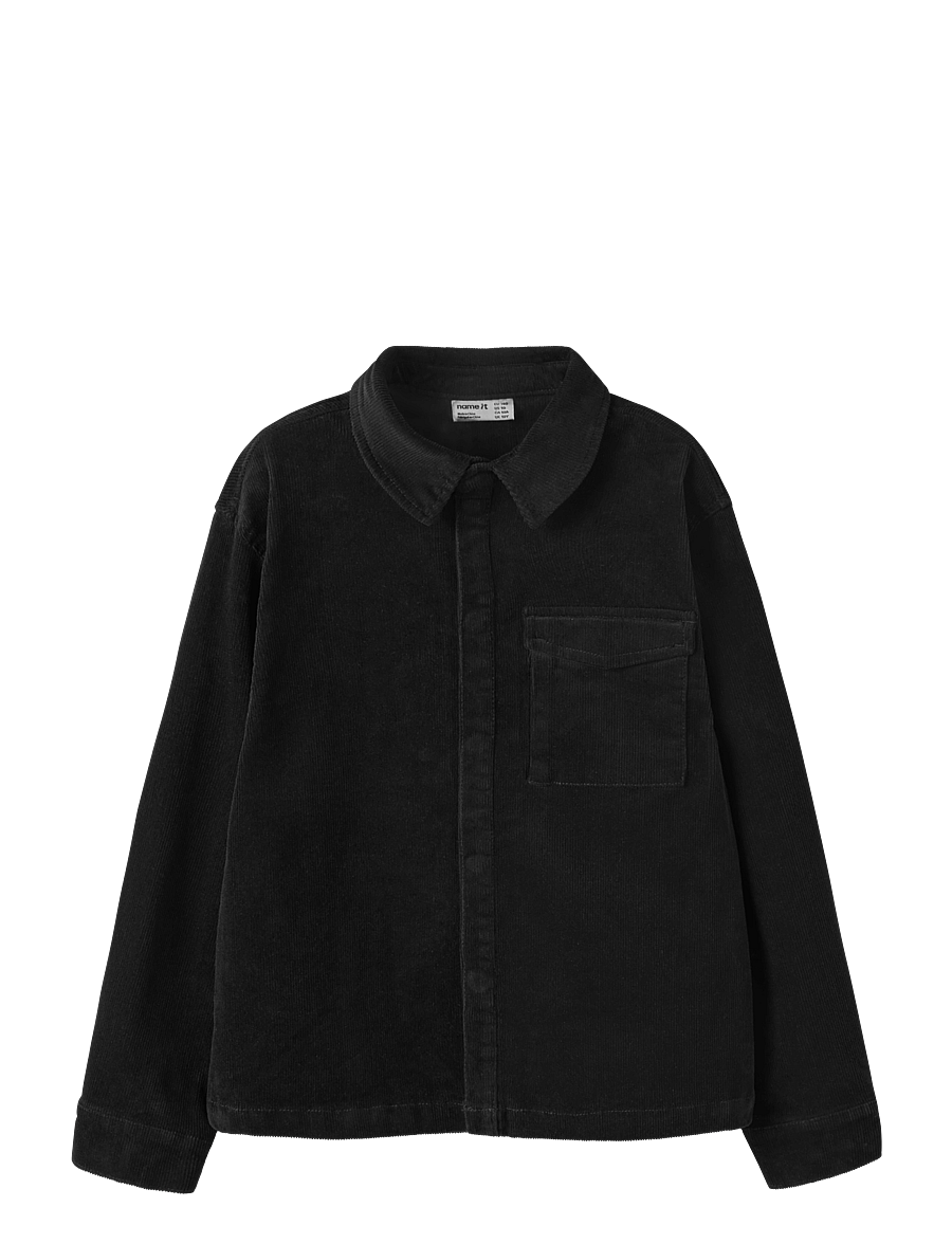 name it - NKMAARON OS CORD LS SHIRT 2908-QD - langärmlige hemden - black - 0