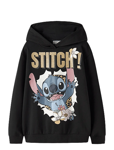 name it NKFJYNDA STITCH NREG SWE WH BRU NOOS WDI - Kapuzenpullover - BLACK / black