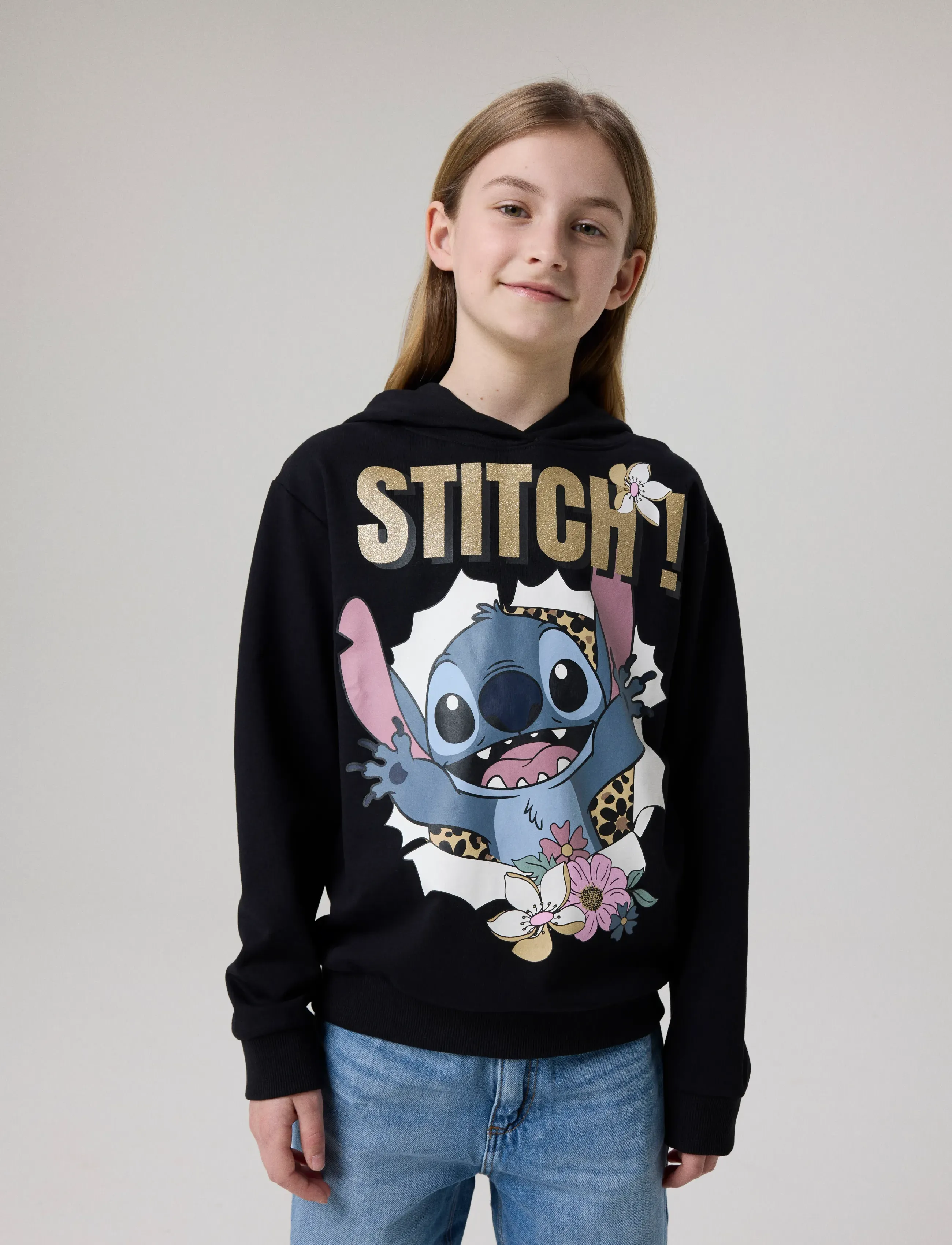 name it - NKFJYNDA STITCH NREG SWE WH BRU NOOS WDI - hættetrøjer - black - 3