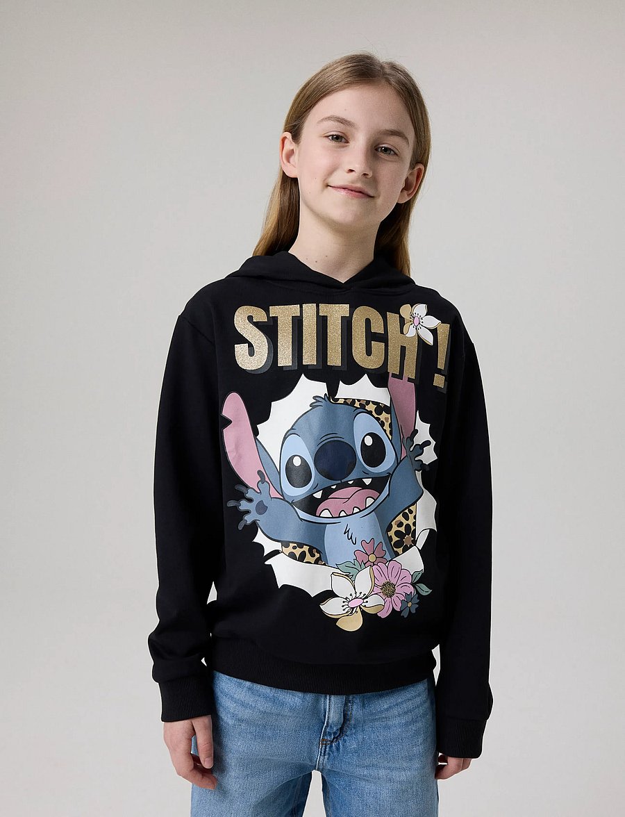 name it - NKFJYNDA STITCH NREG SWE WH BRU NOOS WDI - hættetrøjer - black - 3