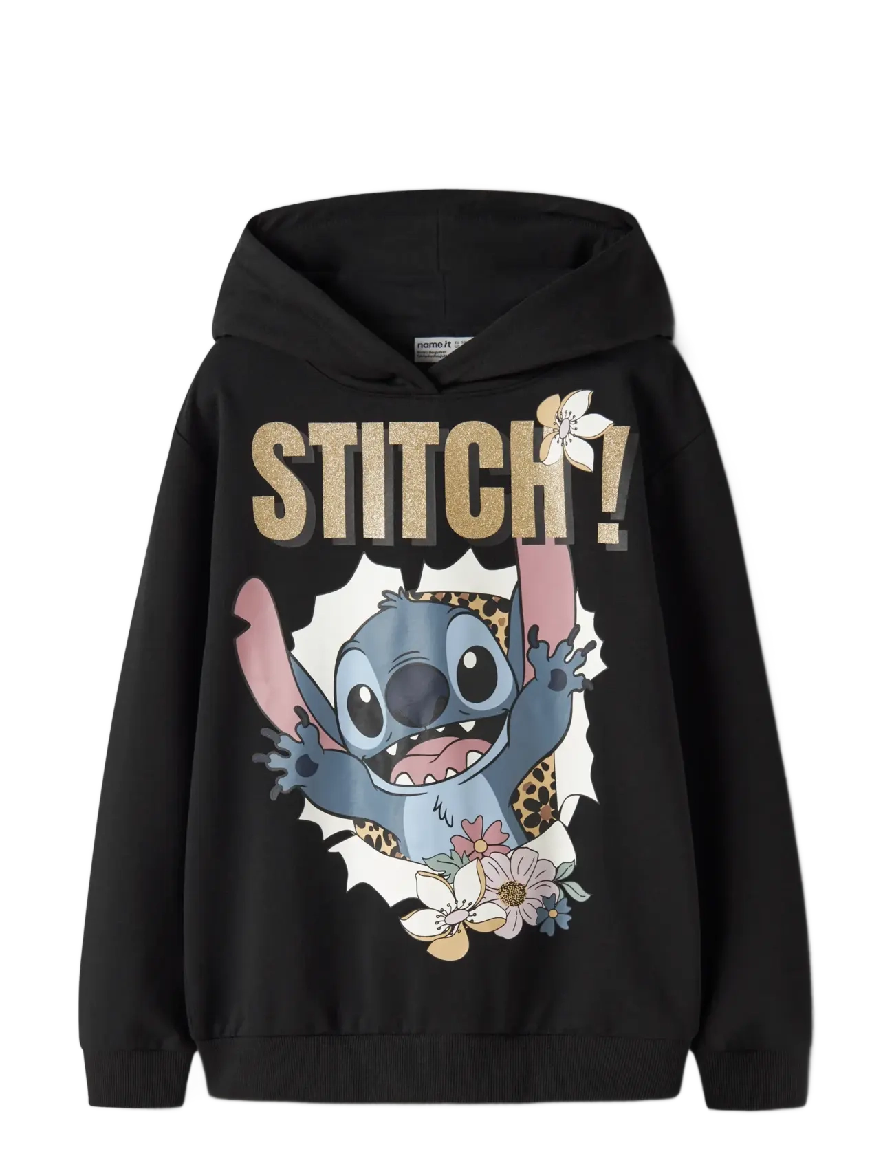 name it - NKFJYNDA STITCH NREG SWE WH BRU NOOS WDI - hættetrøjer - black - 2