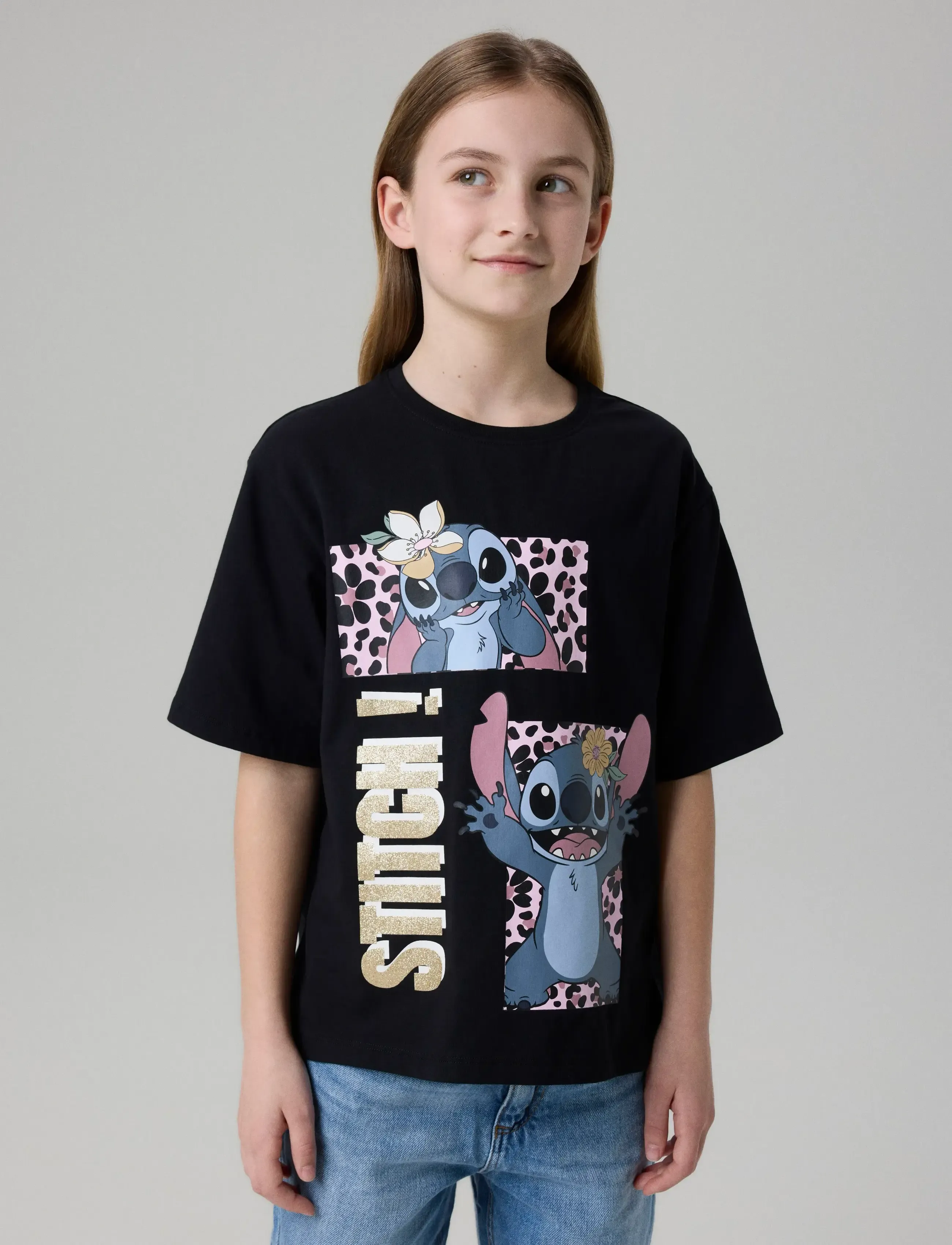 name it - NKFJYNA STITCH SS NREG TOP BOX NOOS WDI - kortærmede t-shirts - black - 2