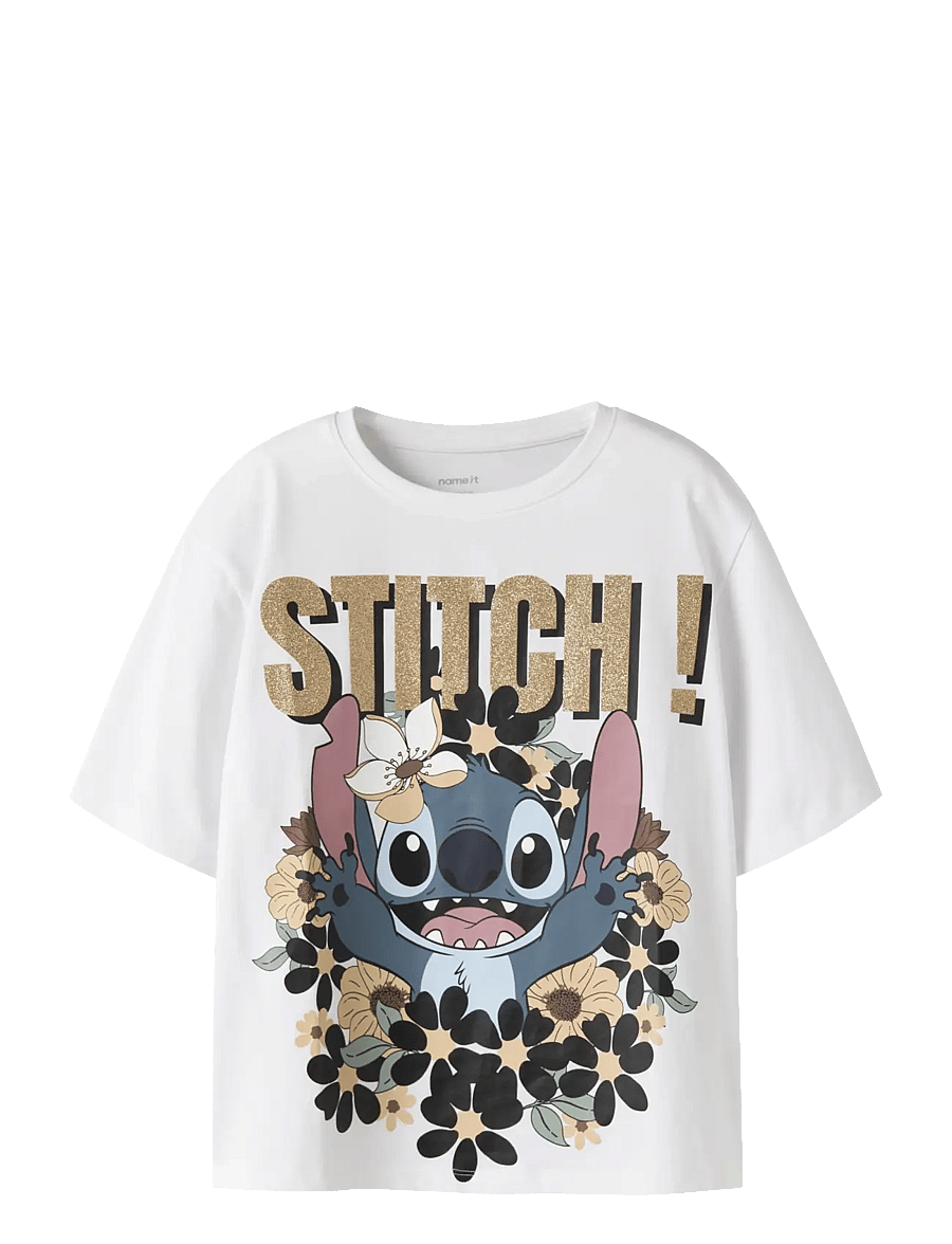 name it - NKFJYNA STITCH SS NREG TOP BOX NOOS WDI - kortærmede t-shirts - bright white - 0
