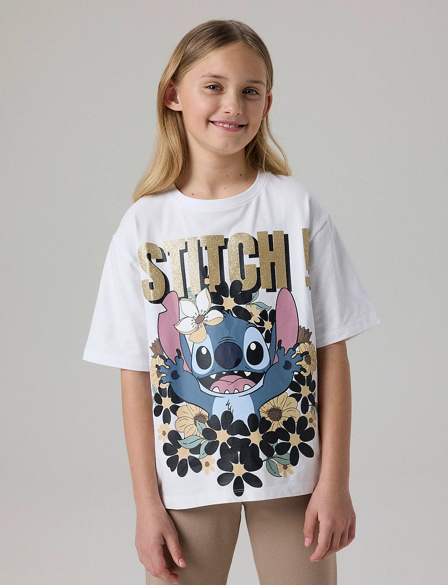 name it - NKFJYNA STITCH SS NREG TOP BOX NOOS WDI - kortærmede t-shirts - bright white - 3