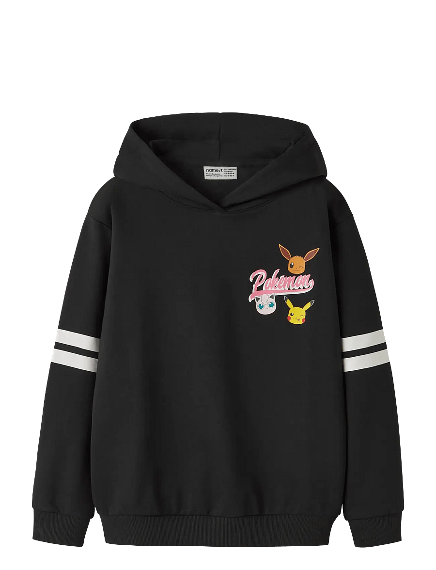 name it - NKFJYLA POKEMON NREG SWEAT WH UNB SKY - hættetrøjer - black - 0