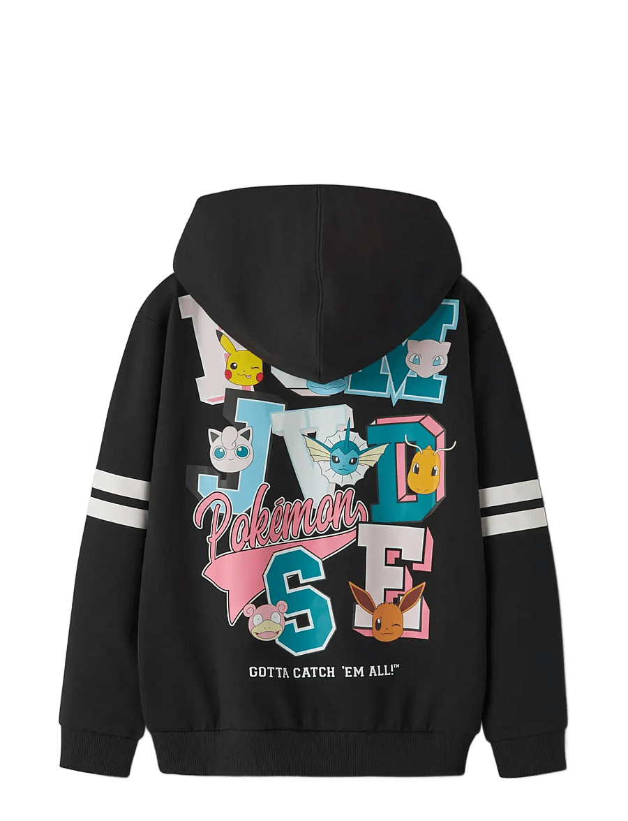 name it - NKFJYLA POKEMON NREG SWEAT WH UNB SKY - hættetrøjer - black - 1