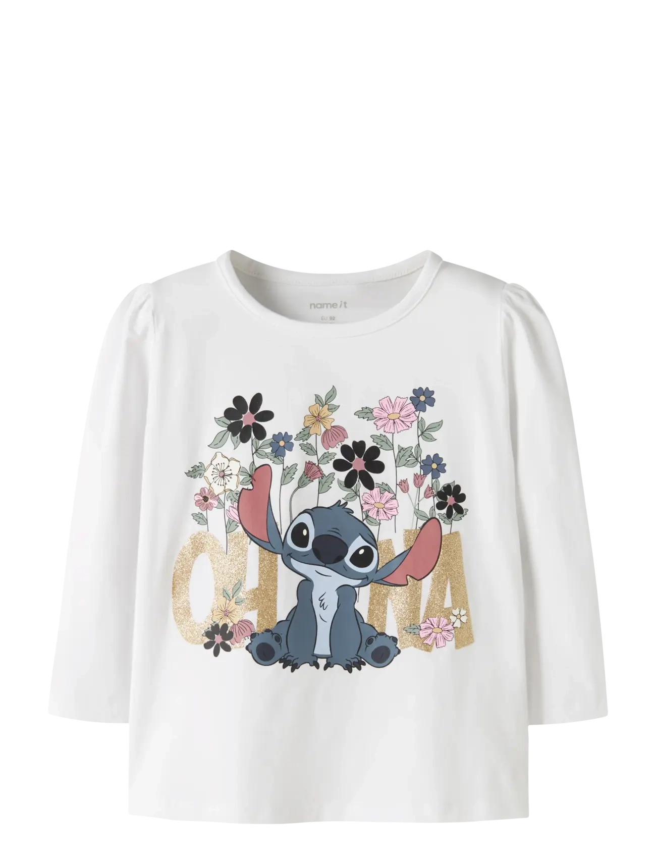 NAME IT Nmfjina Stitch Ls Oberteil Box Noos Wdi Weiß - 92 - Kinder