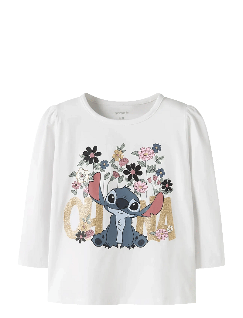 name it - NMFJINA STITCH LS TOP BOX NOOS WDI - pikkade varrukatega t-särgid - bright white - 0