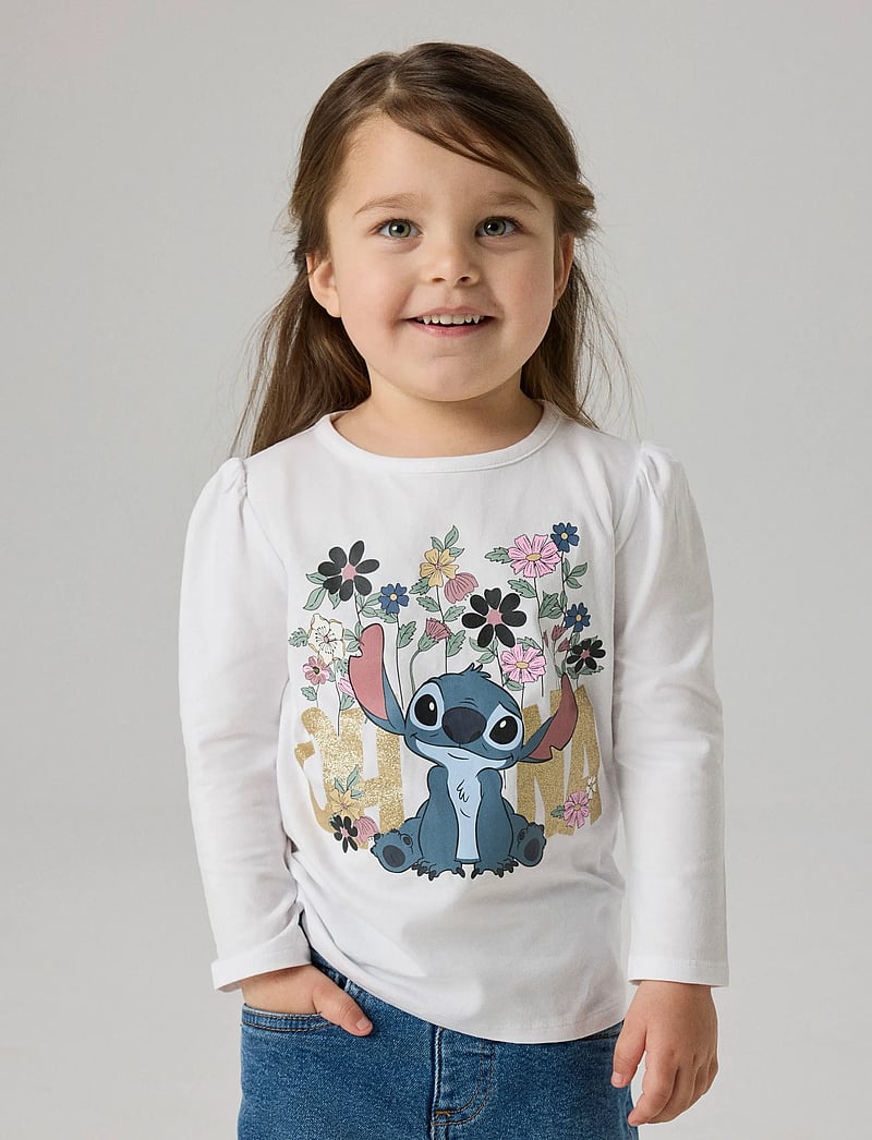 name it - NMFJINA STITCH LS TOP BOX NOOS WDI - pikkade varrukatega t-särgid - bright white - 3