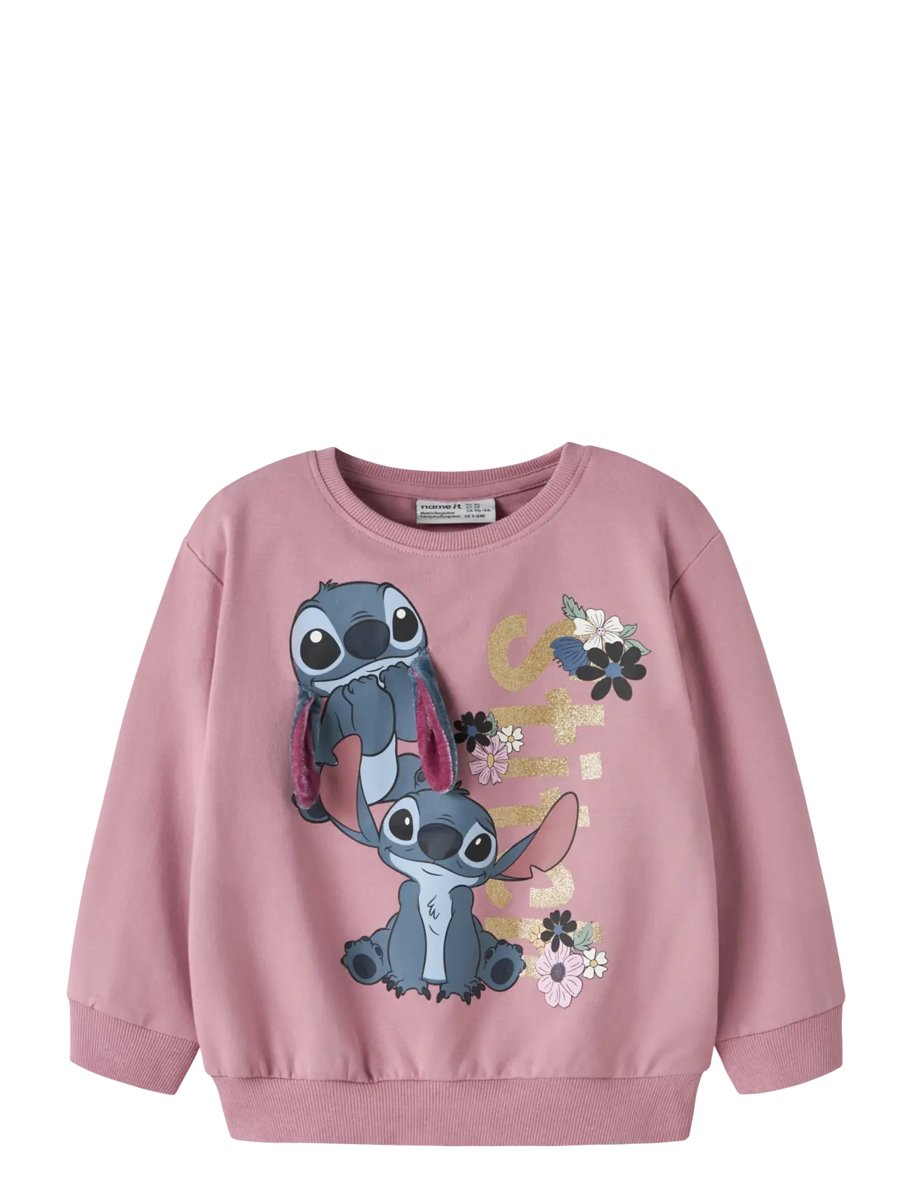 name it Nmfjinny Stitch Nreg Sweat Unb Wdi, Børn, Børne Stitch Sweatshirt, Pink, Str: 116
