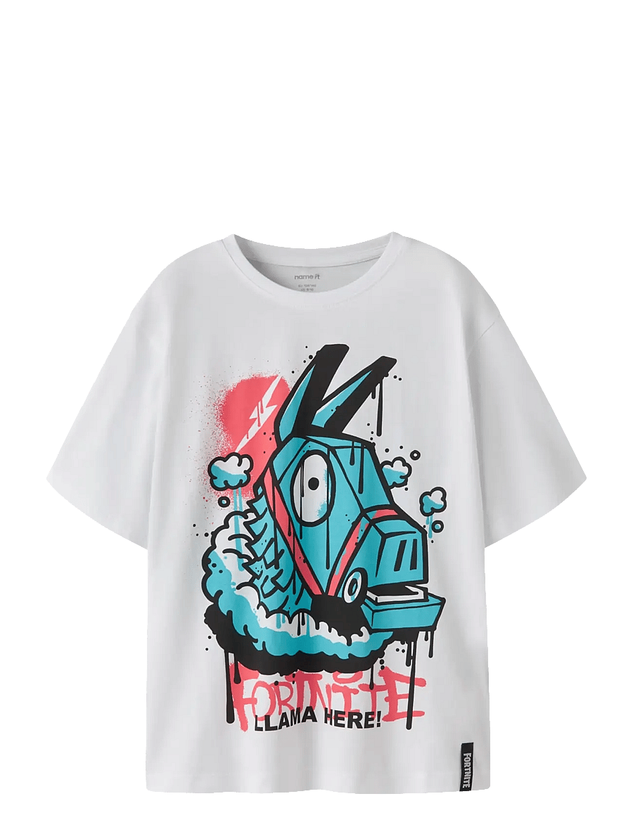 name it - NKMJEF FORTNITE SS NREG TOP BOX VDE - t-shirts à manches courtes - bright white - 0