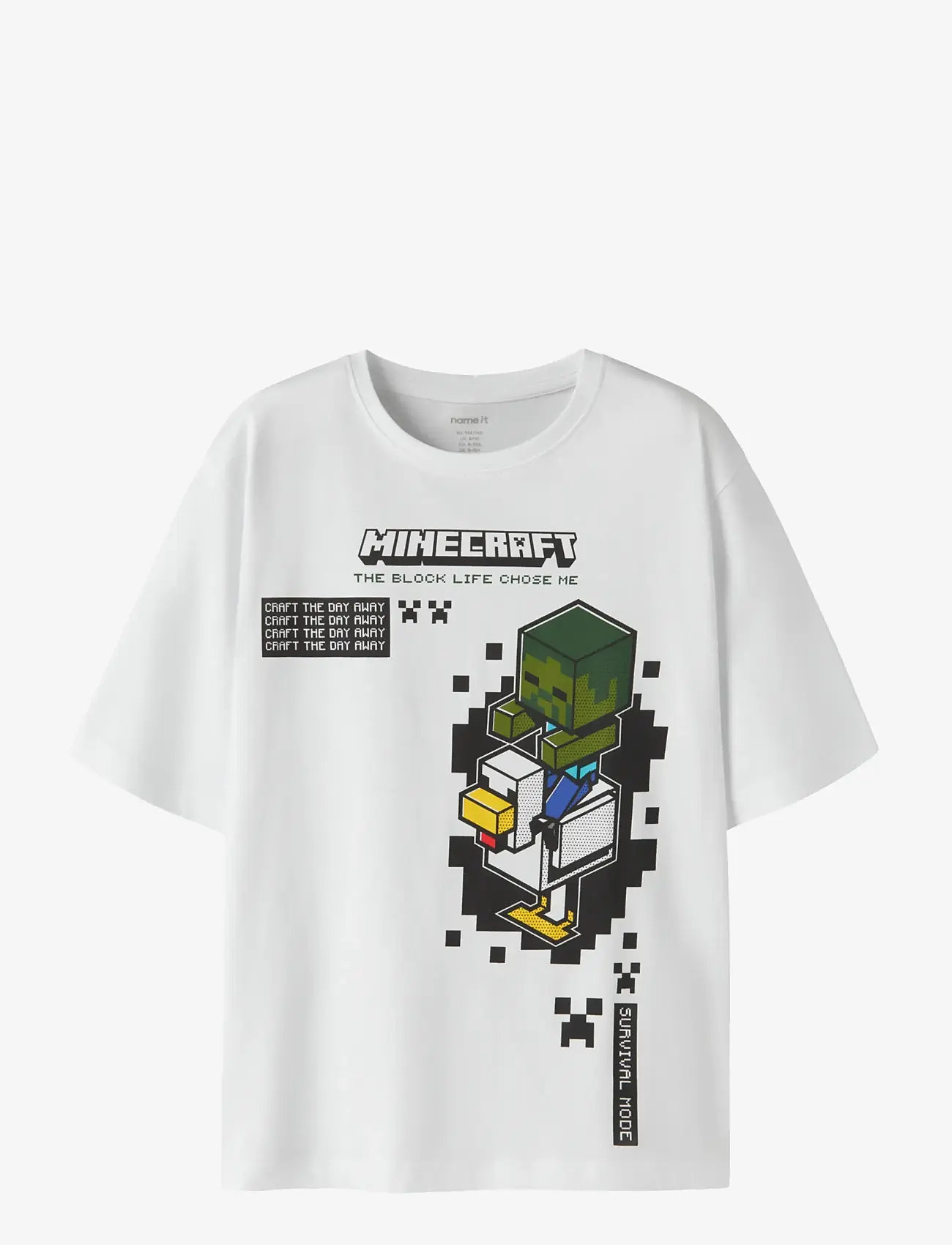 name it - NKMJUN MINECRAFT SS NREG TOPBOX NOOS BIO - kortærmede t-shirts - bright white - 1
