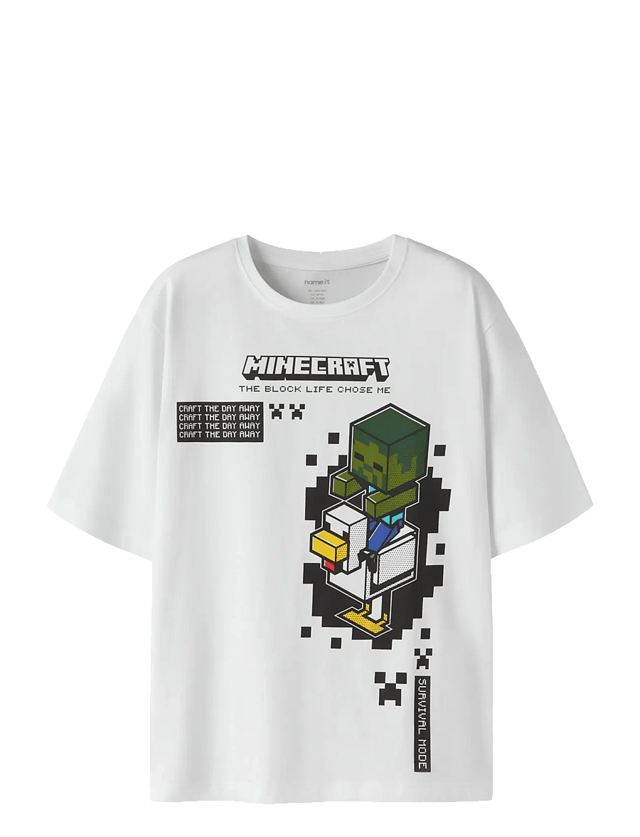 name it - NKMJUN MINECRAFT SS NREG TOPBOX NOOS BIO - kortærmede t-shirts - bright white - 1