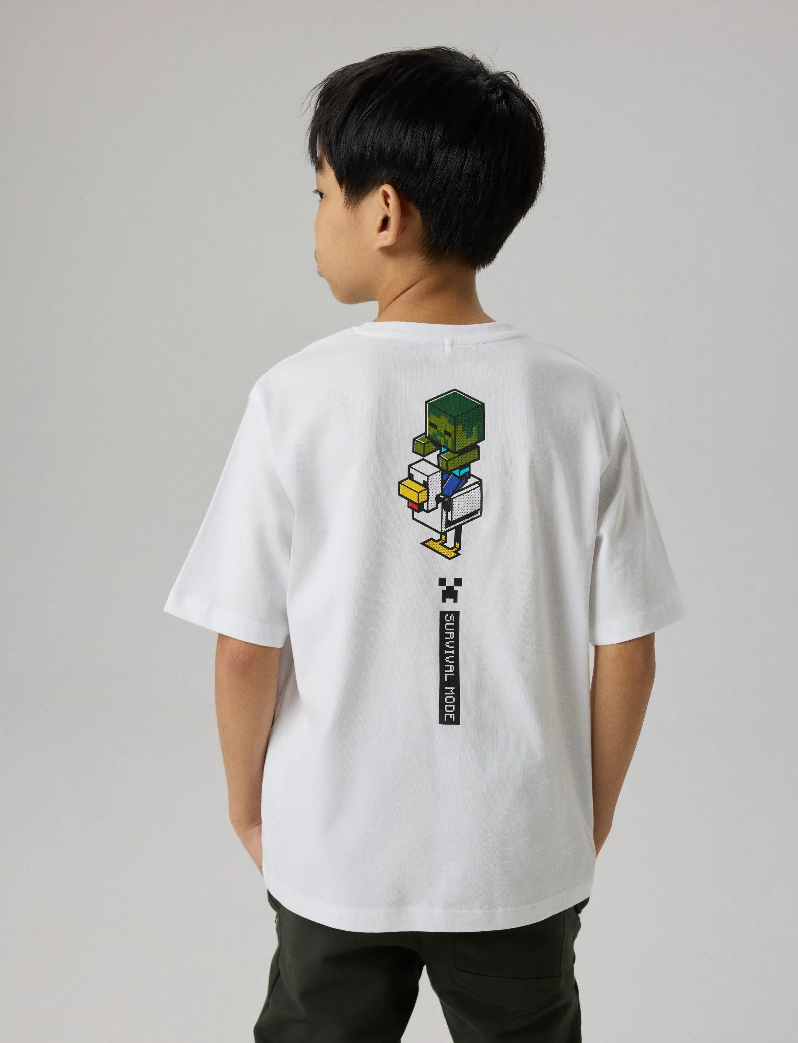 name it Nkmjun Minecraft Ss Nreg Topbox Noos Bio, 122-128, T-shirts, Weiß - Short-sleeved, Kinder